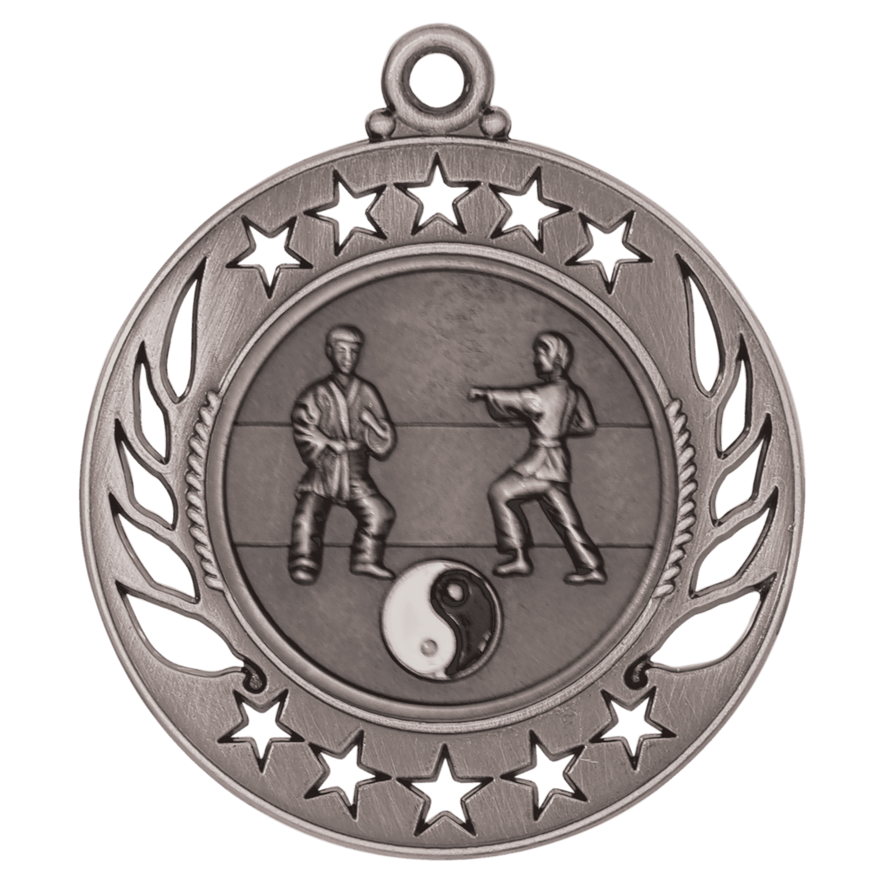 2 1/4" Antique Silver Martial Arts Galaxy Medal