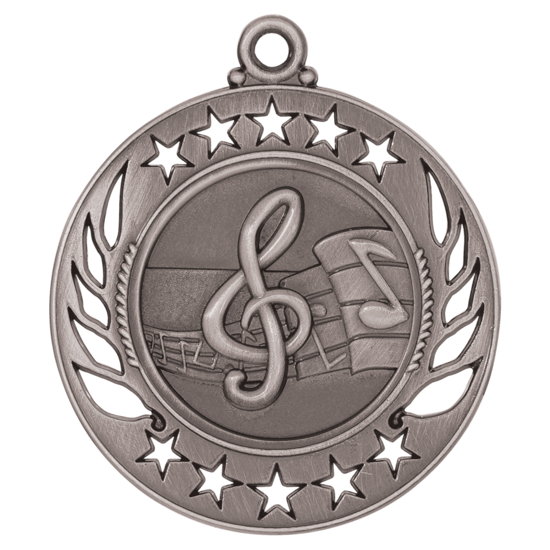 2 1/4" Antique Silver Music Galaxy Medal
