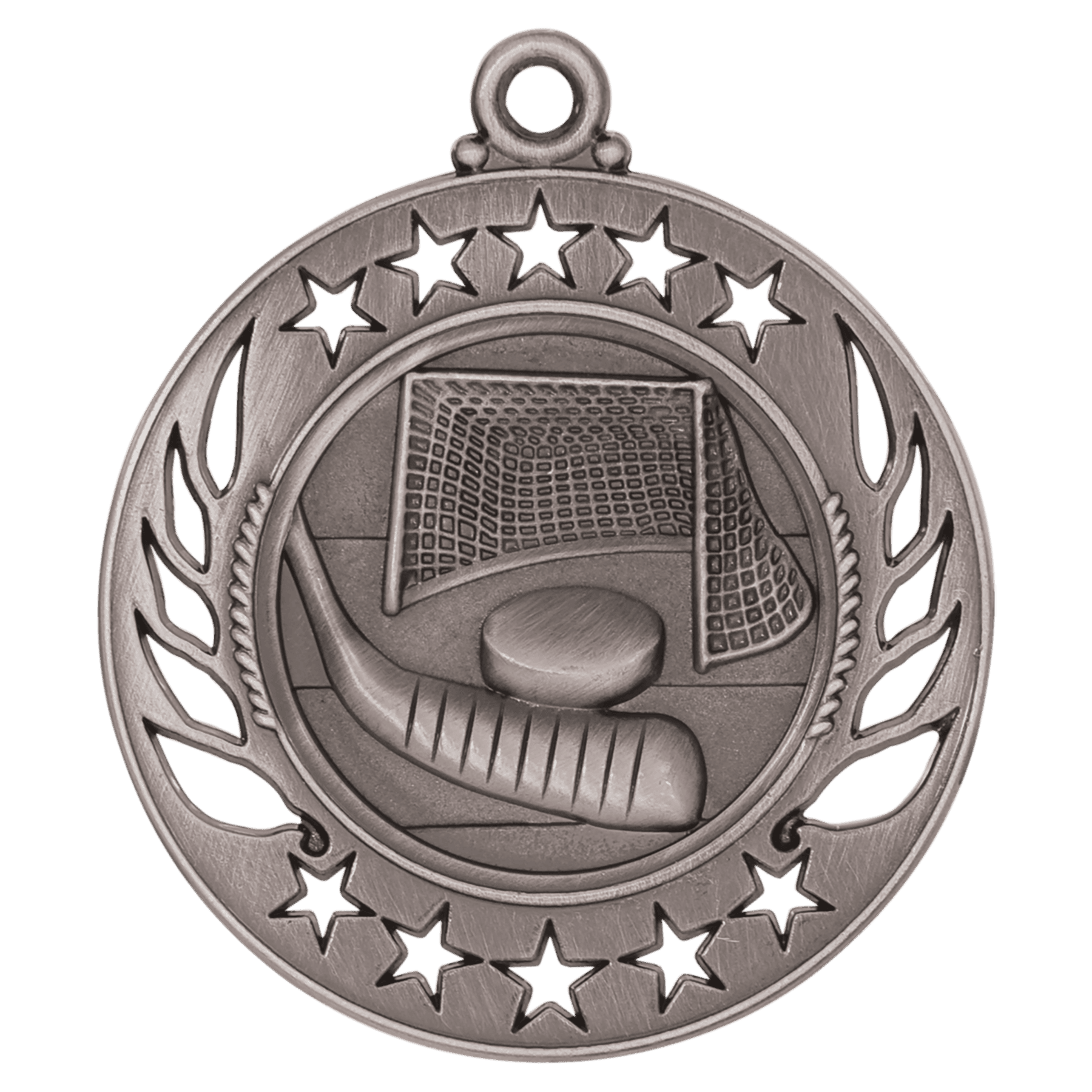 2 1/4" Antique Silver Hockey Galaxy Medal