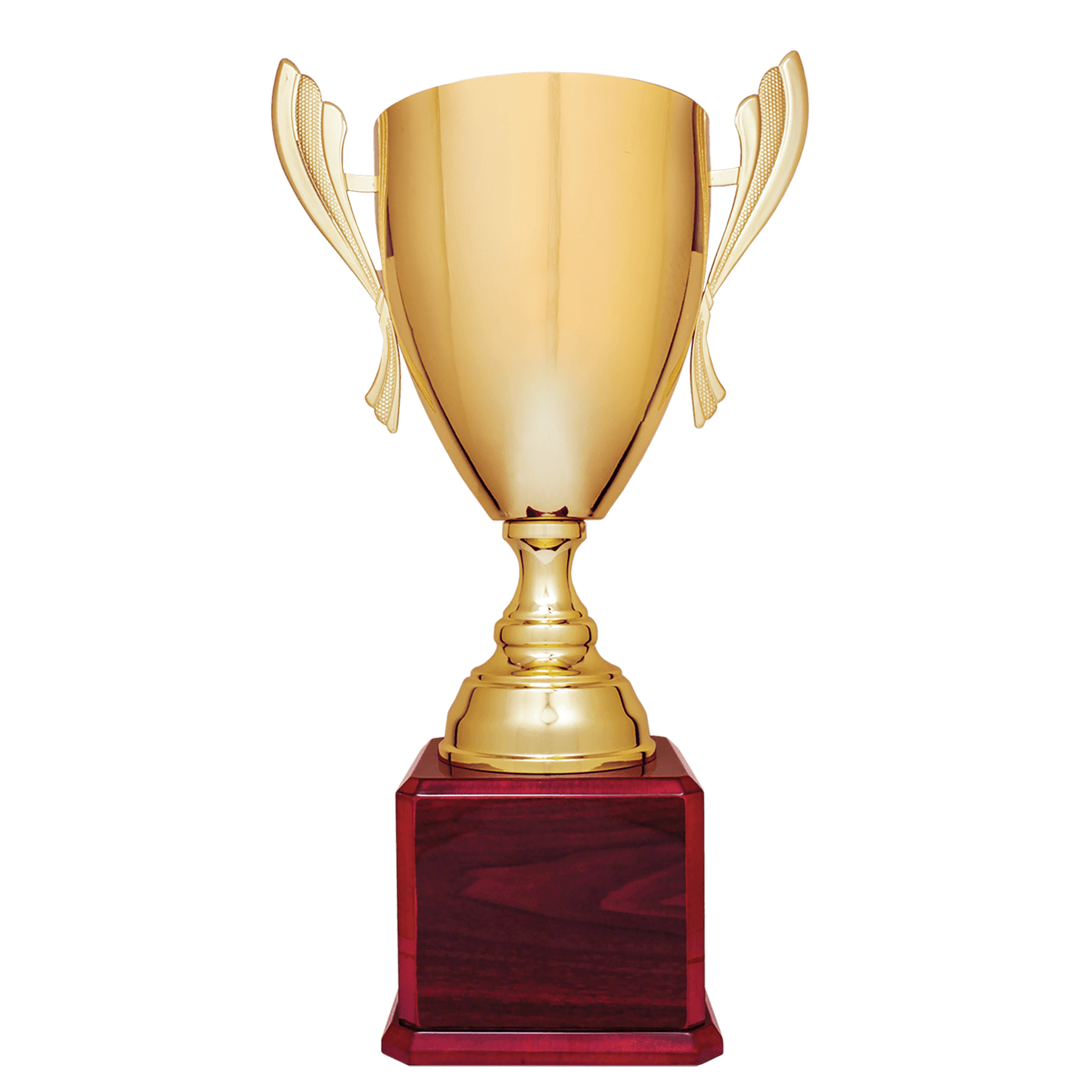 24 3/4" Gold Completed Metal Cup Trophy on Rosewood Royal Piano Finish Base