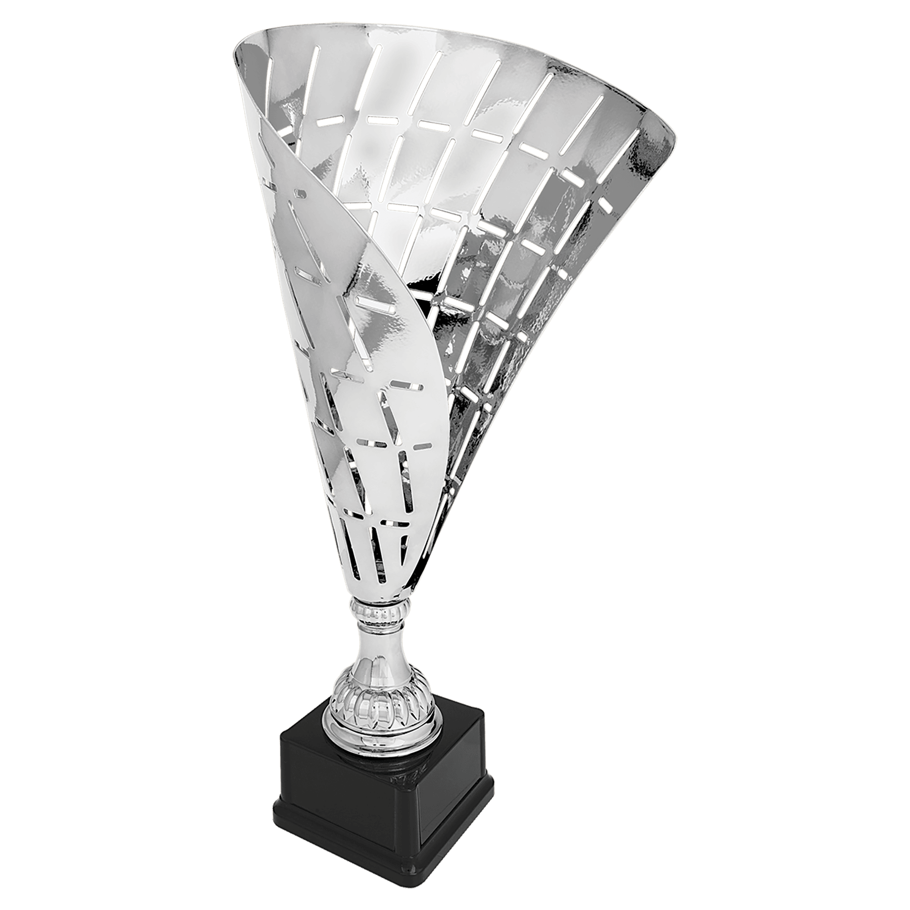 18" Silver Metal Flag Cup on Plastic Base