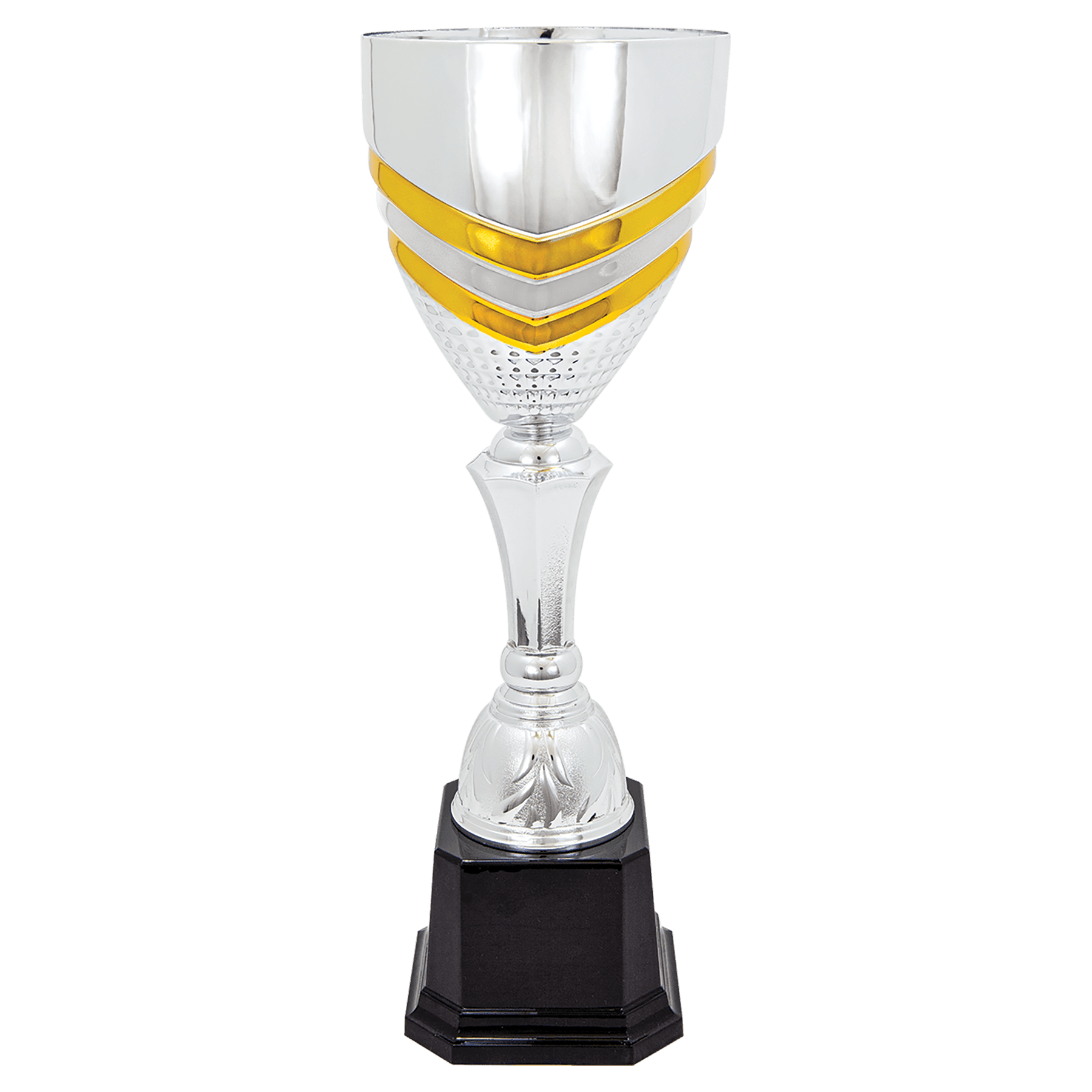 15" Completed Metal Cup Trophy on Plastic Base