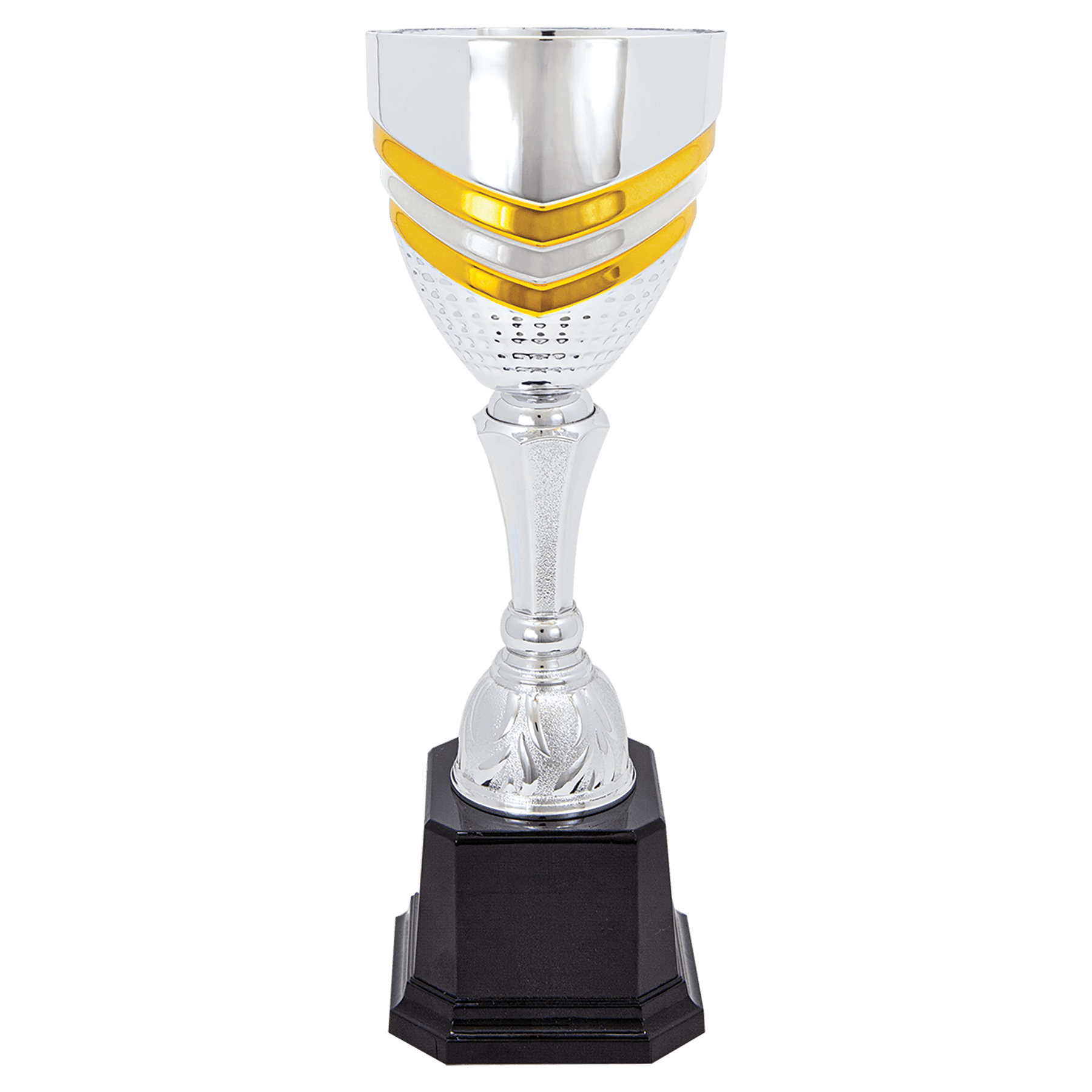 11" Completed Metal Cup Trophy on Plastic Base