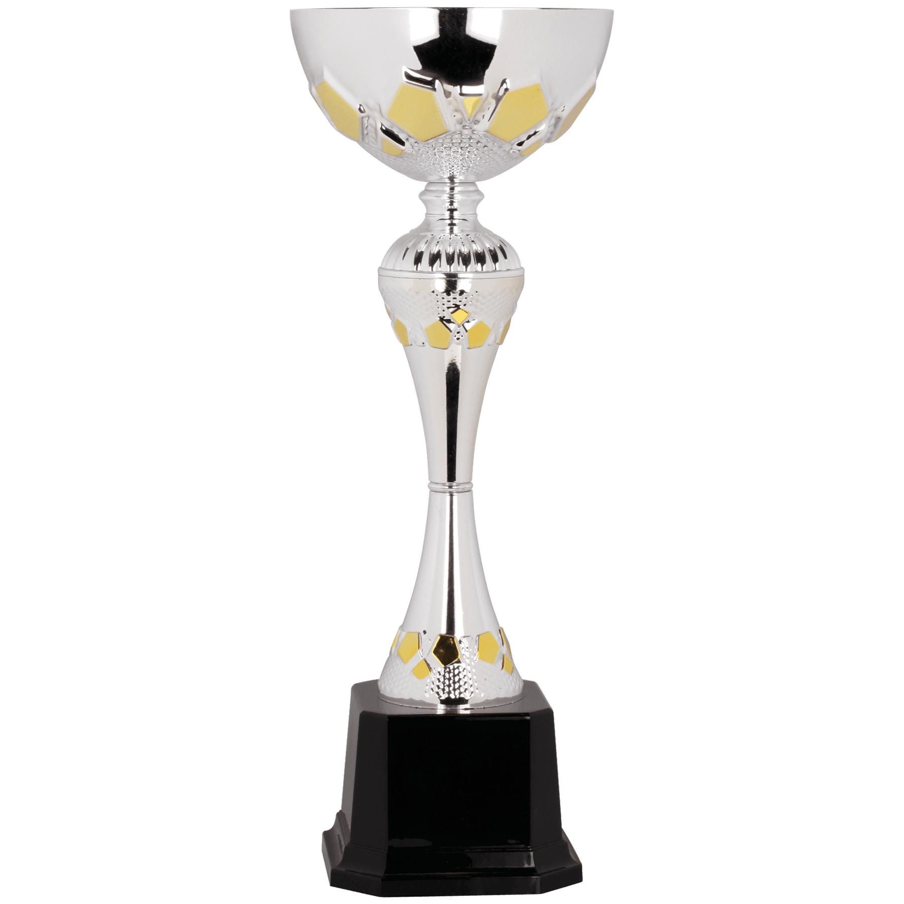 14 1/2" Silver/Gold Completed Metal Cup Trophy on Plastic Base