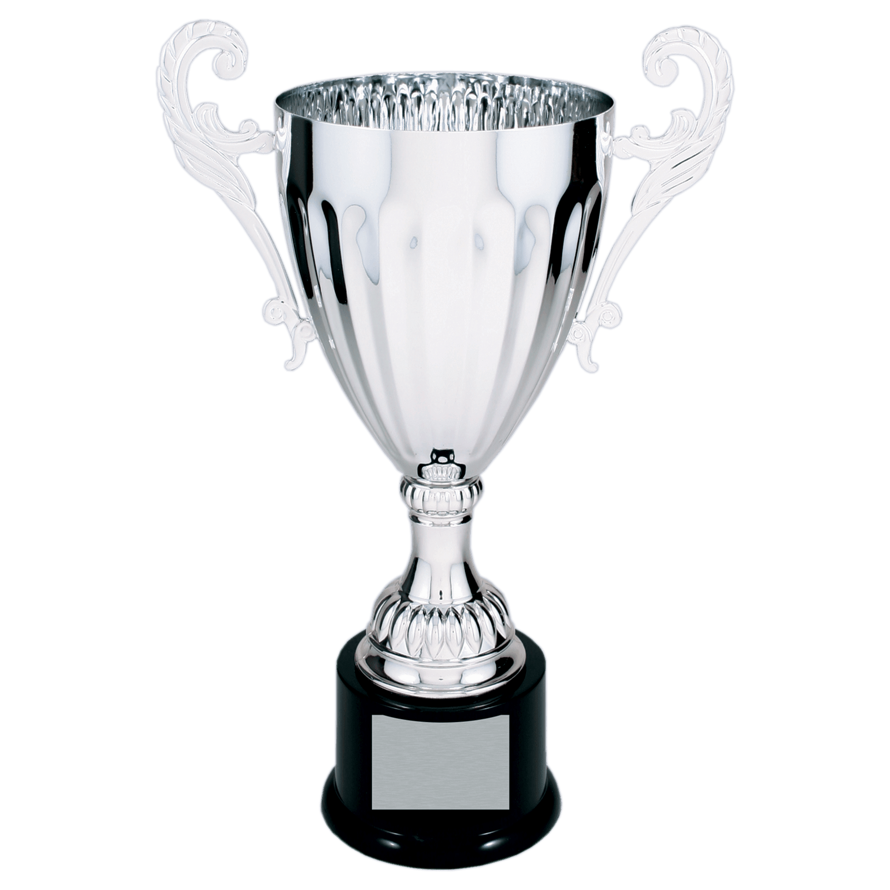 12" Silver Completed Metal Cup Trophy on Plastic Base