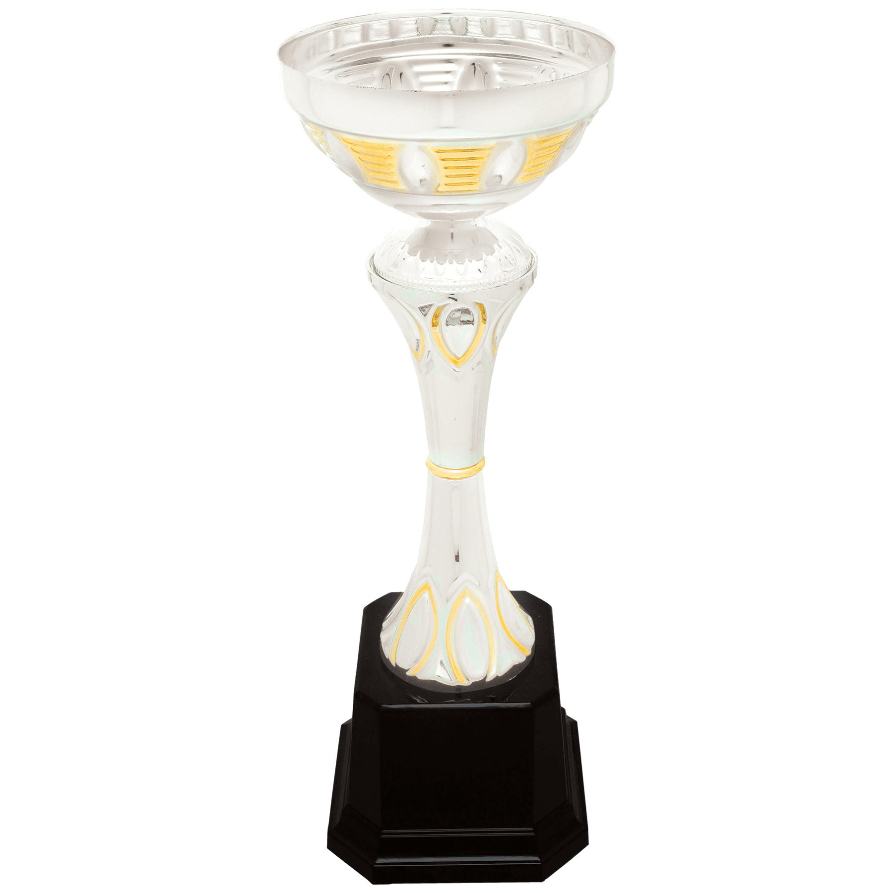 10 3/4" Silver/Gold Completed Metal Cup Trophy on Plastic Base