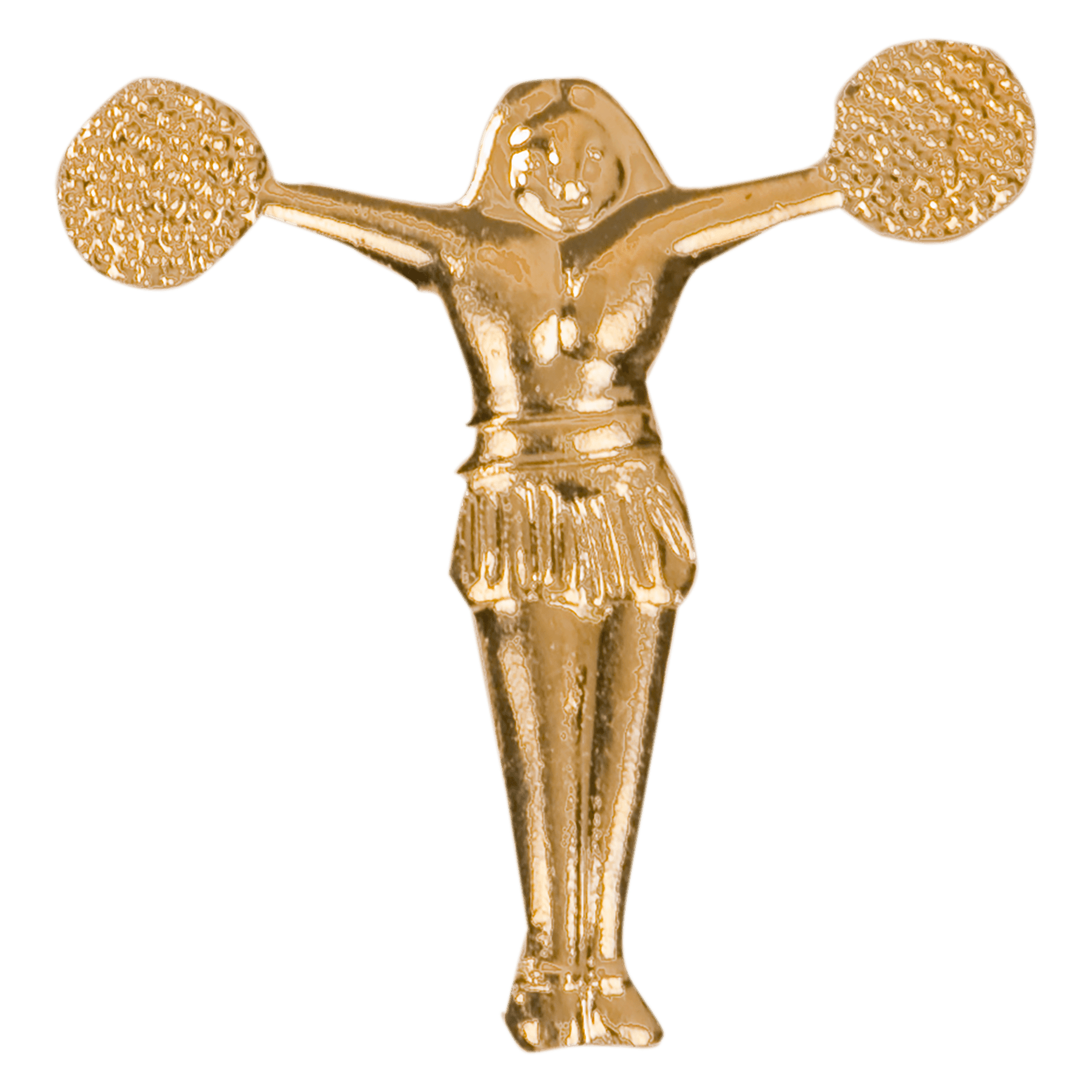 Gold Pom Pom Girl Metal Chenille Letter Insignia