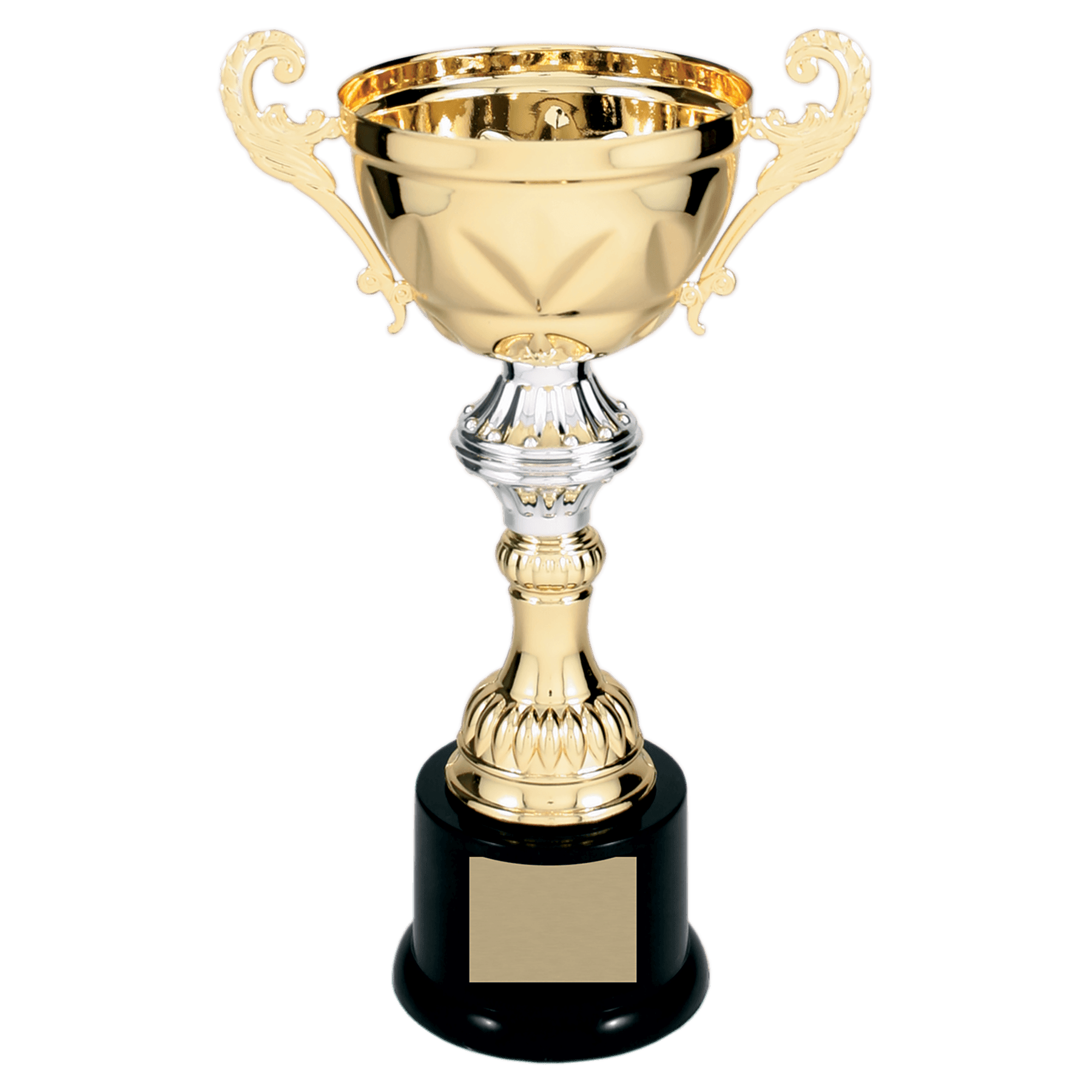 10" Gold Completed Metal Cup Trophy on Plastic Base