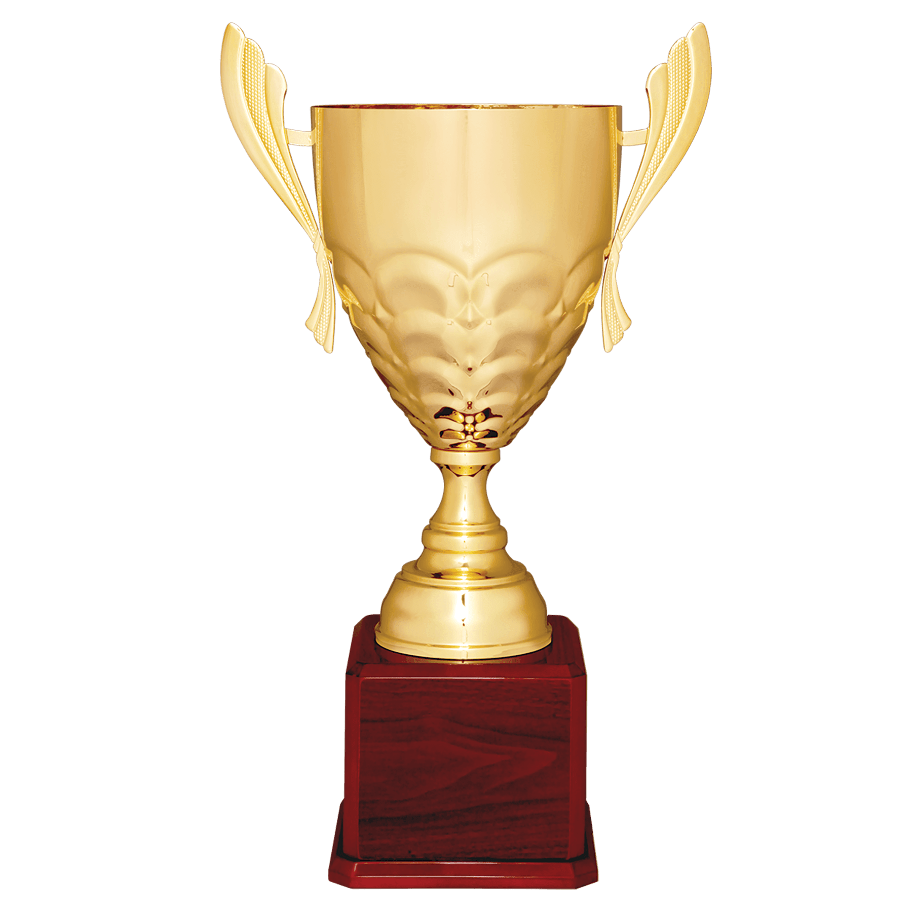 25 1/4" Gold Completed Metal Cup Trophy on Rosewood Royal Piano Finish Base