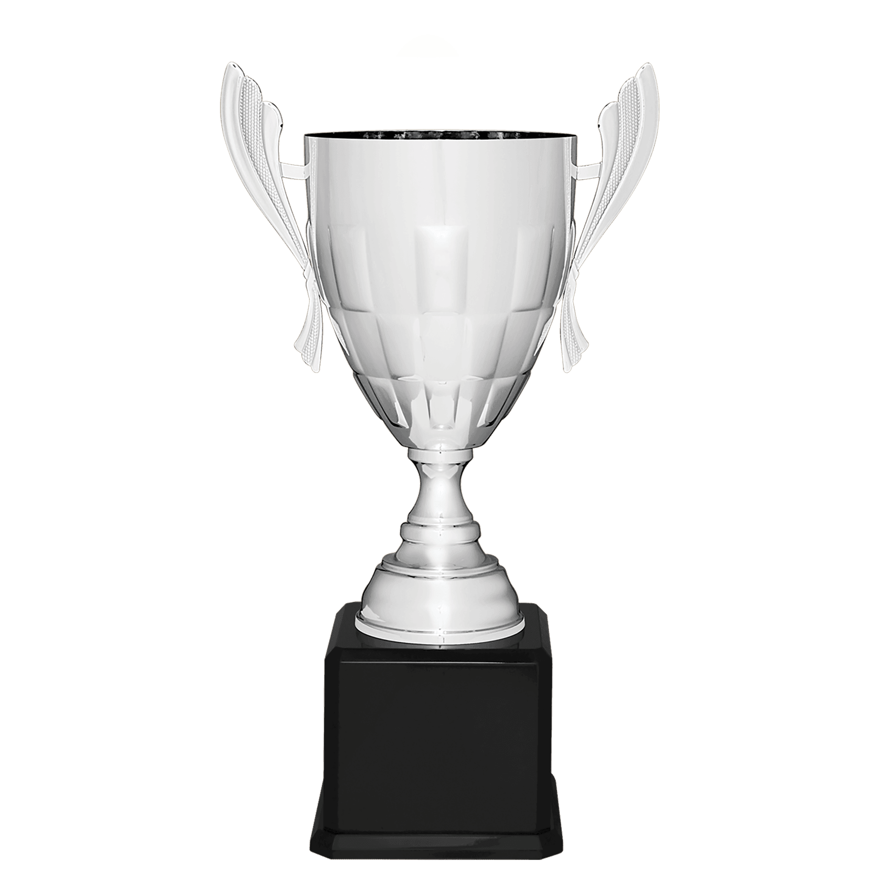 24 3/4" Silver Completed Metal Cup Trophy on Black Royal Piano Finish Base