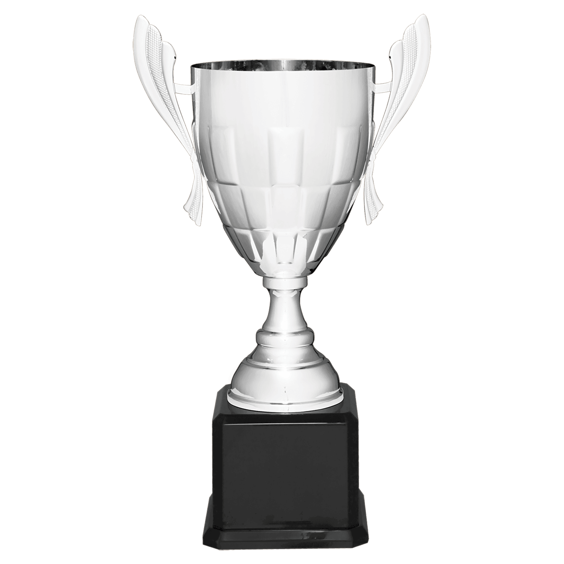 22" Silver Completed Metal Cup Trophy on Black Royal Piano Finish Base