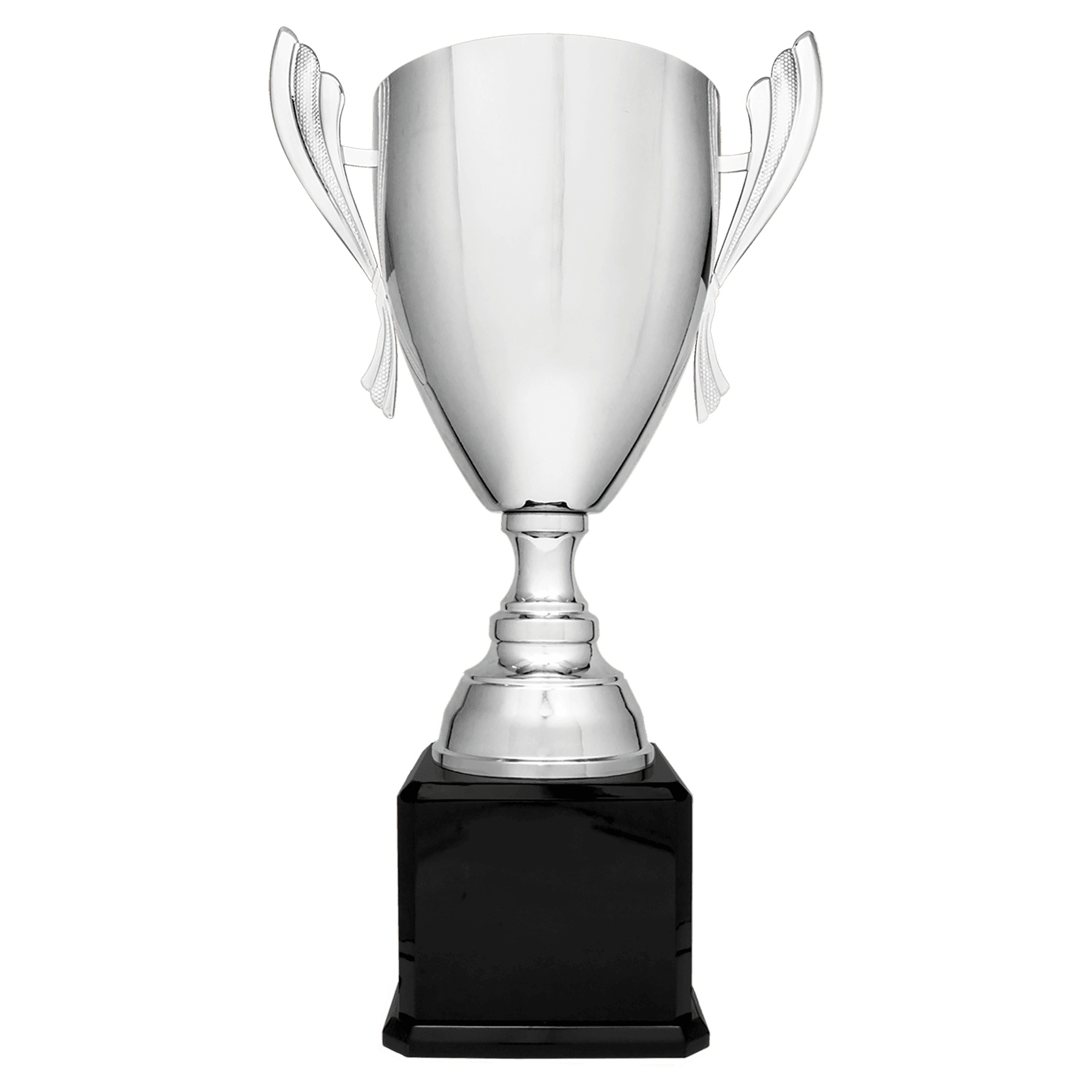 26 1/2" Silver Completed Metal Cup Trophy on Black Royal Piano Finish Base
