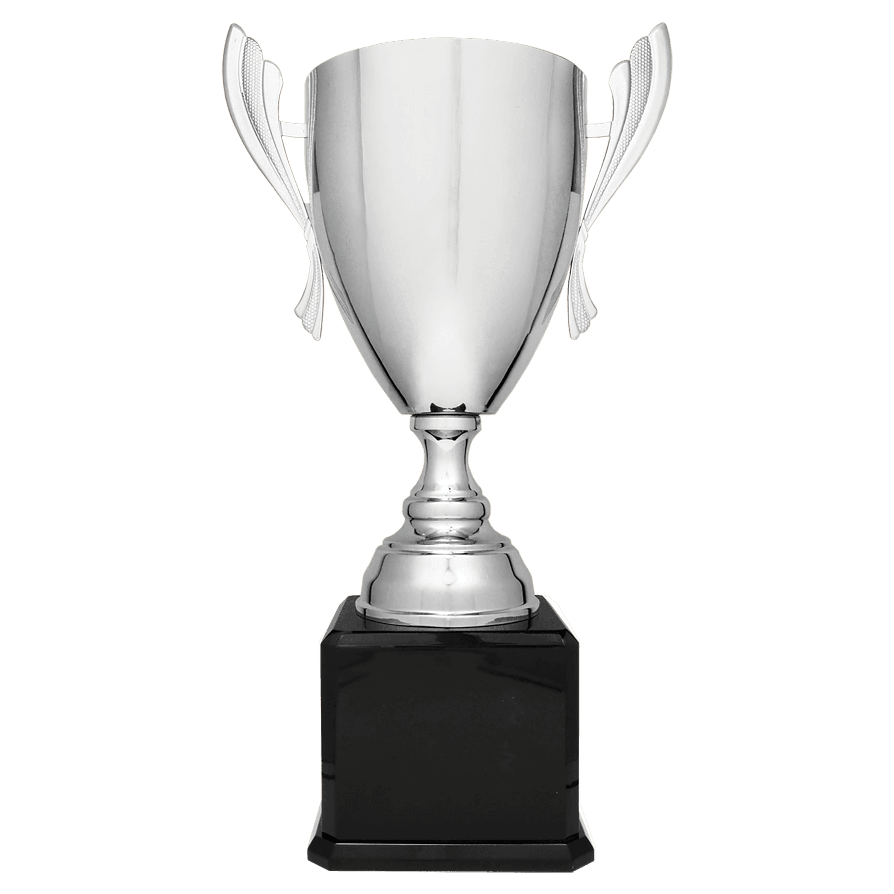 24 3/4" Silver Completed Metal Cup Trophy on Black Royal Piano Finish Base