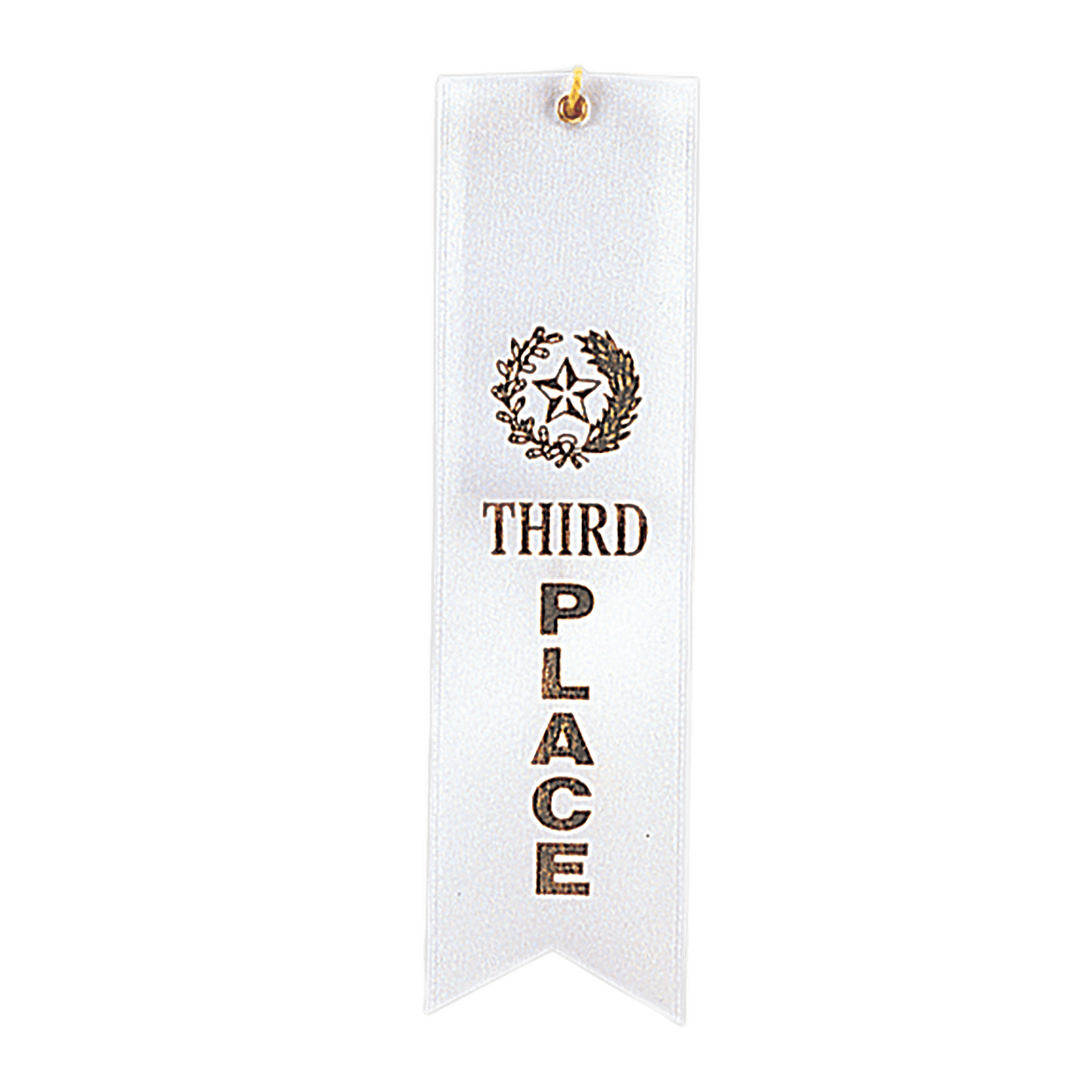White 3rd Place Carded Ribbon with String
