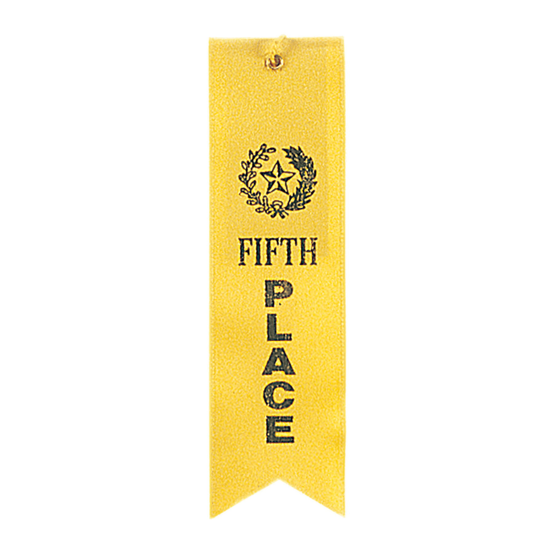 Yellow 5th Place Carded Ribbon with String