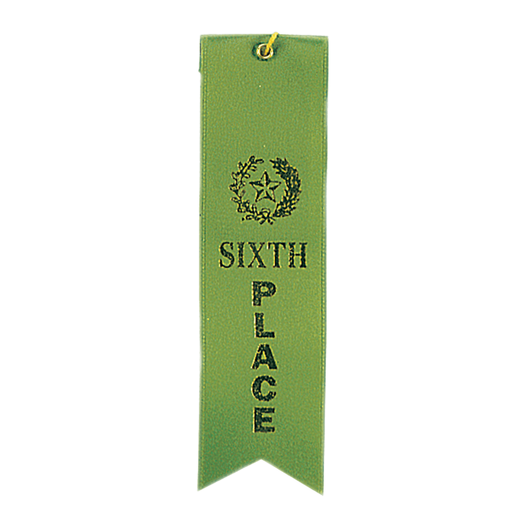 Green 6th Place Carded Ribbon with String
