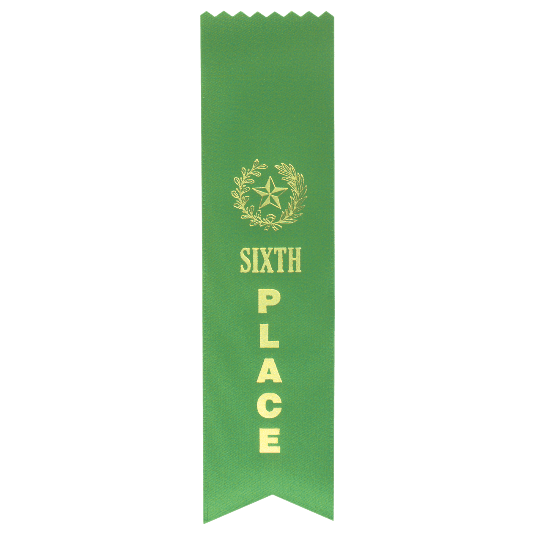 Green 6th Place Pinked Top Ribbon