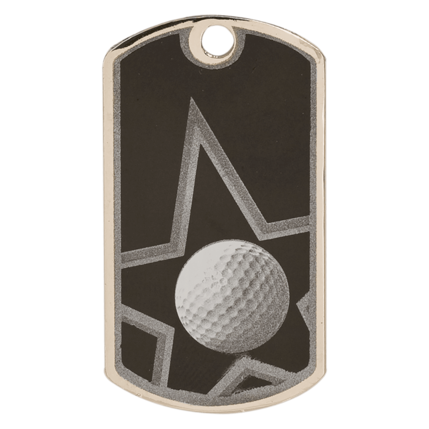 2" Black/Silver Golf Laserable Star Dog Tag