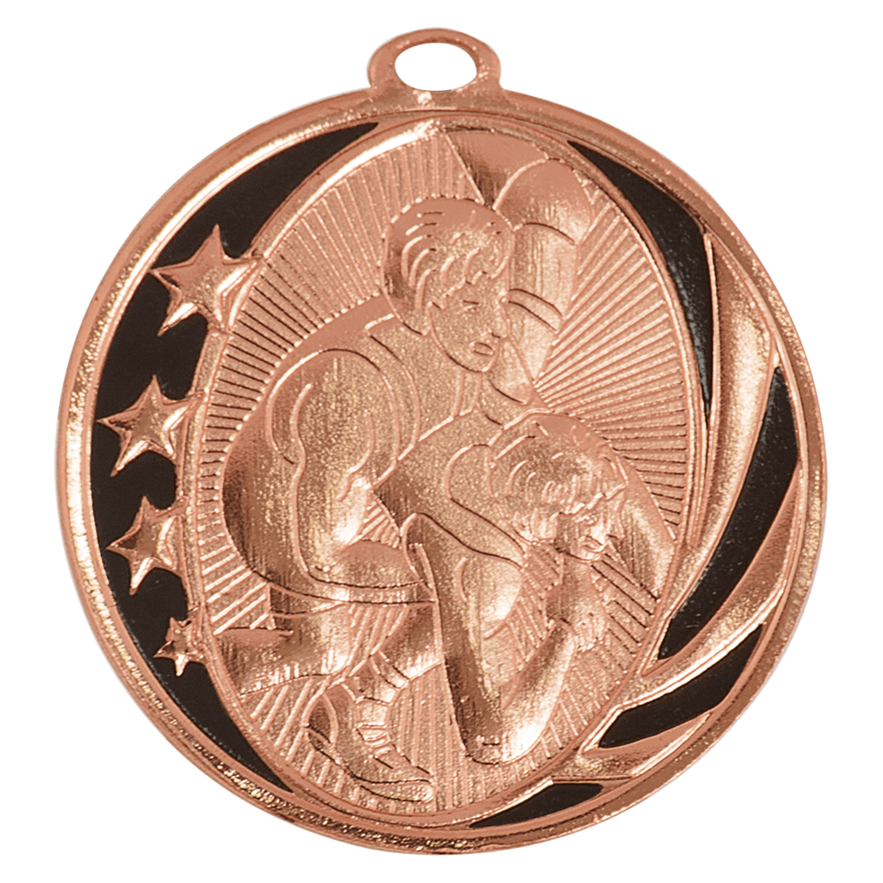 2" Bright Bronze Wrestling Laserable MidNite Star Medal