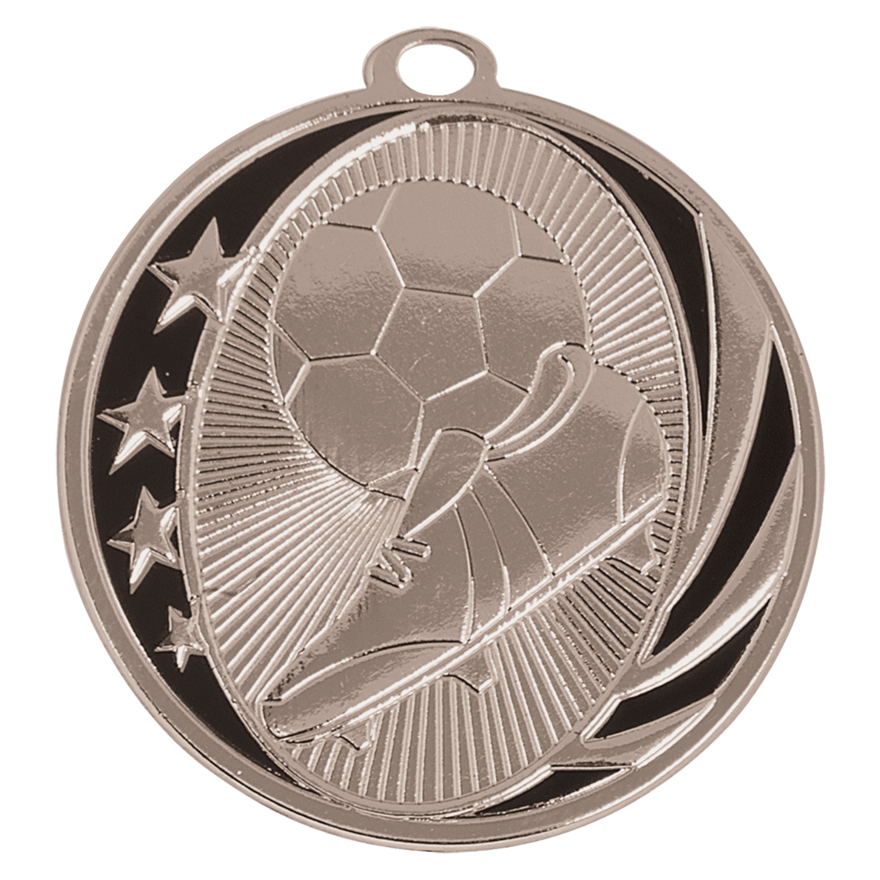 2" Bright Silver Soccer Laserable MidNite Star Medal