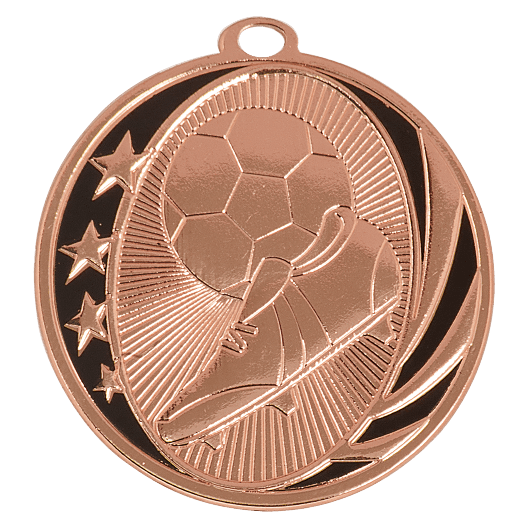 2" Bright Bronze Soccer Laserable MidNite Star Medal