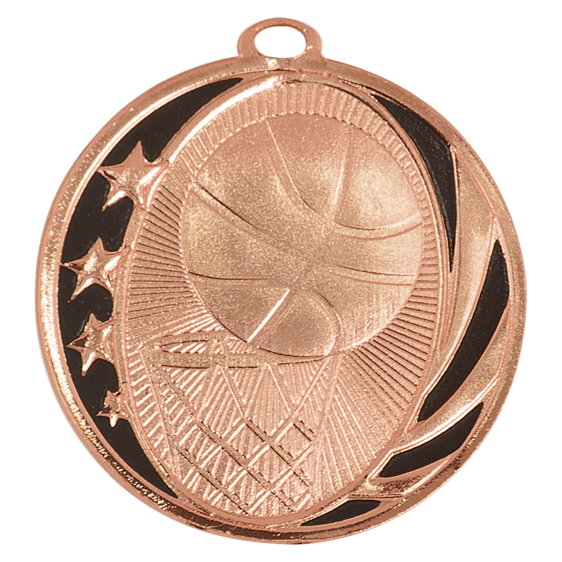 2" Bright Bronze Basketball Laserable MidNite Star Medal