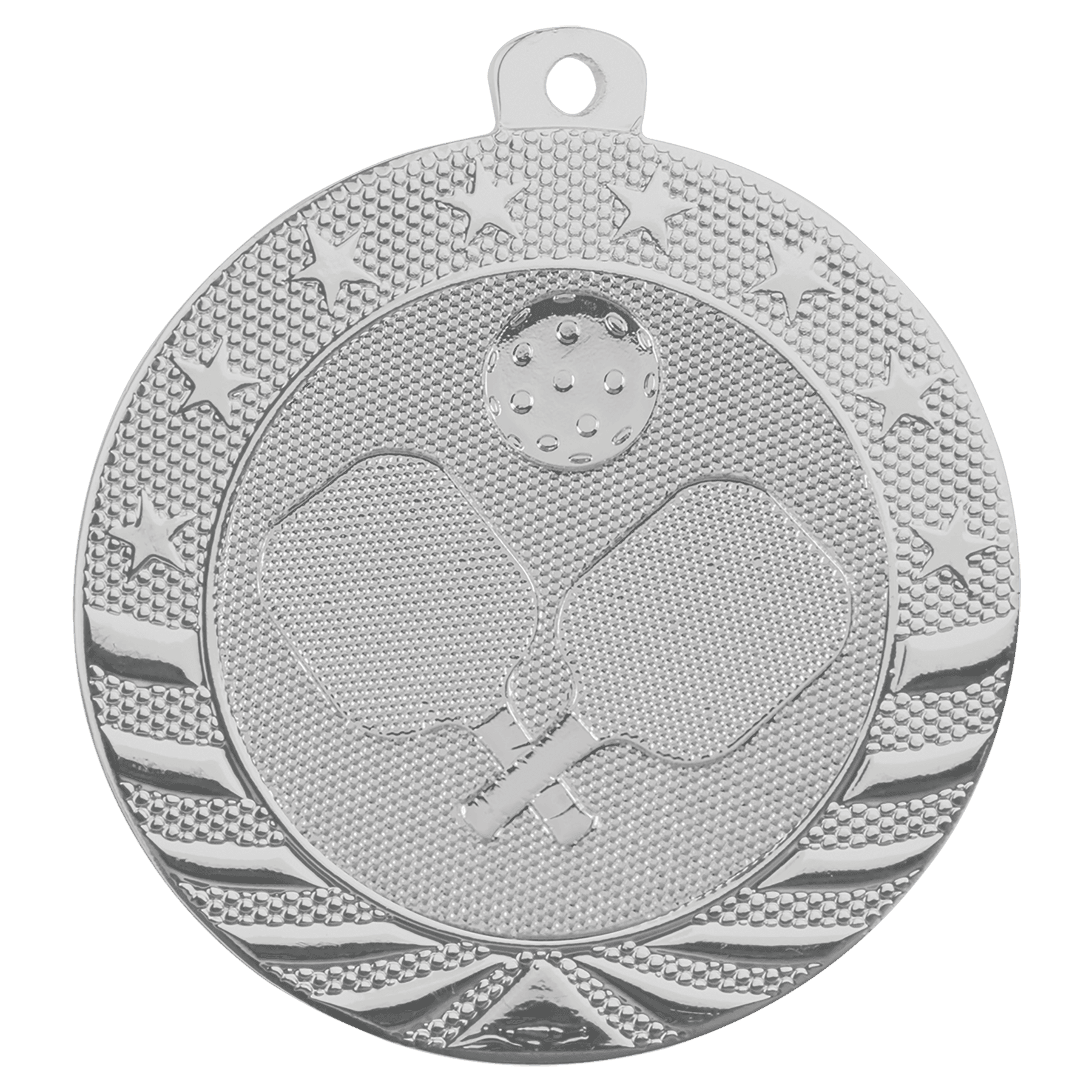 2" Bright Silver Pickleball Starbrite Medal