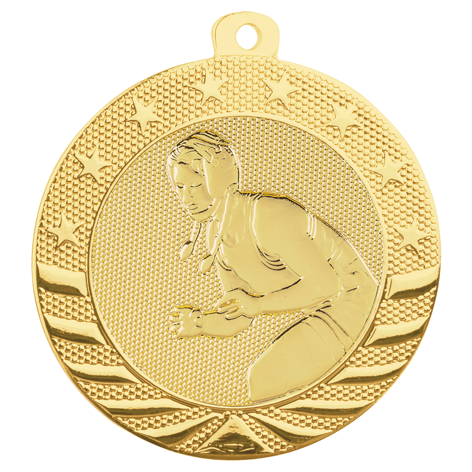 2" Bright Gold Female Wrestling Starbrite Medal