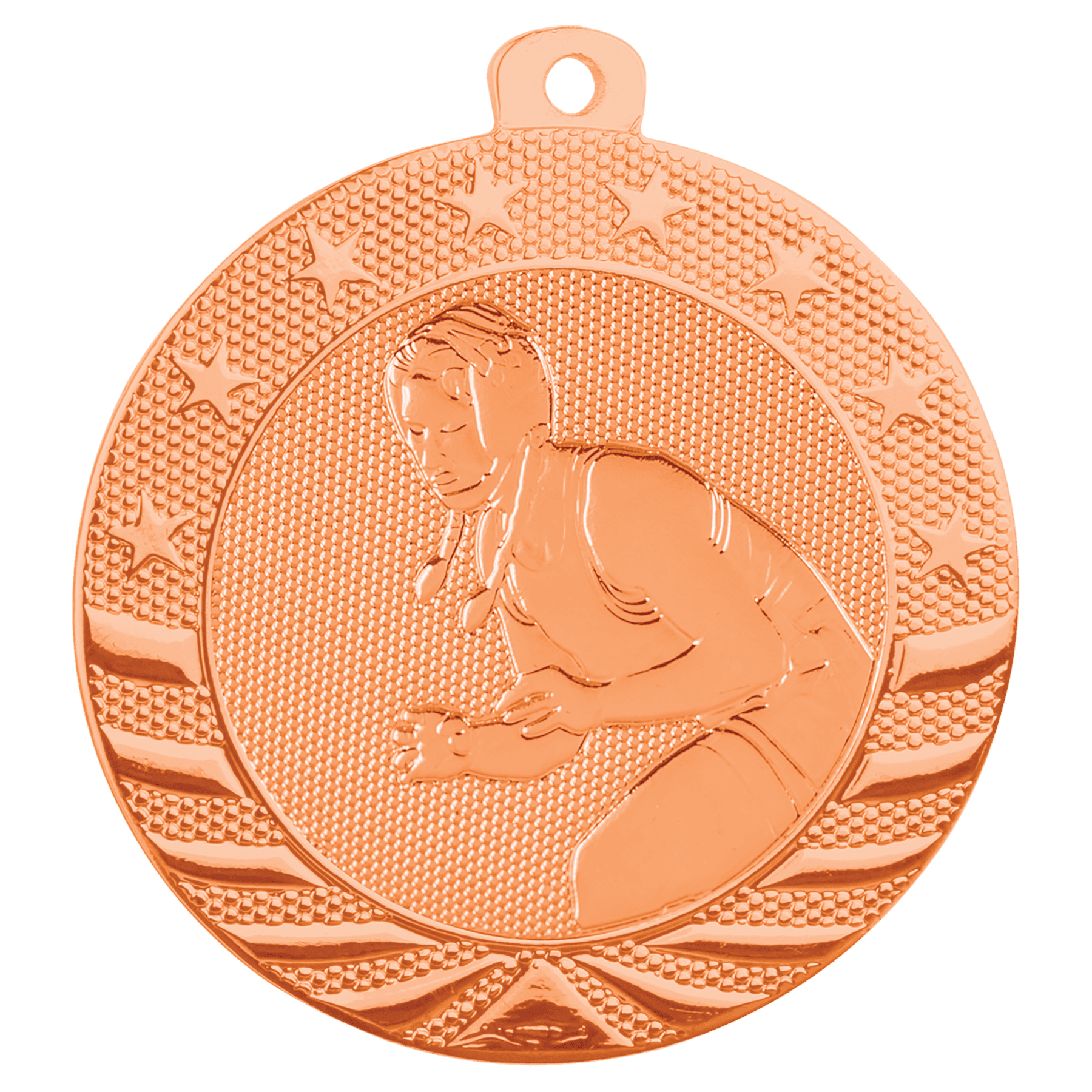 2" Bright Bronze Female Wrestling Starbrite Medal