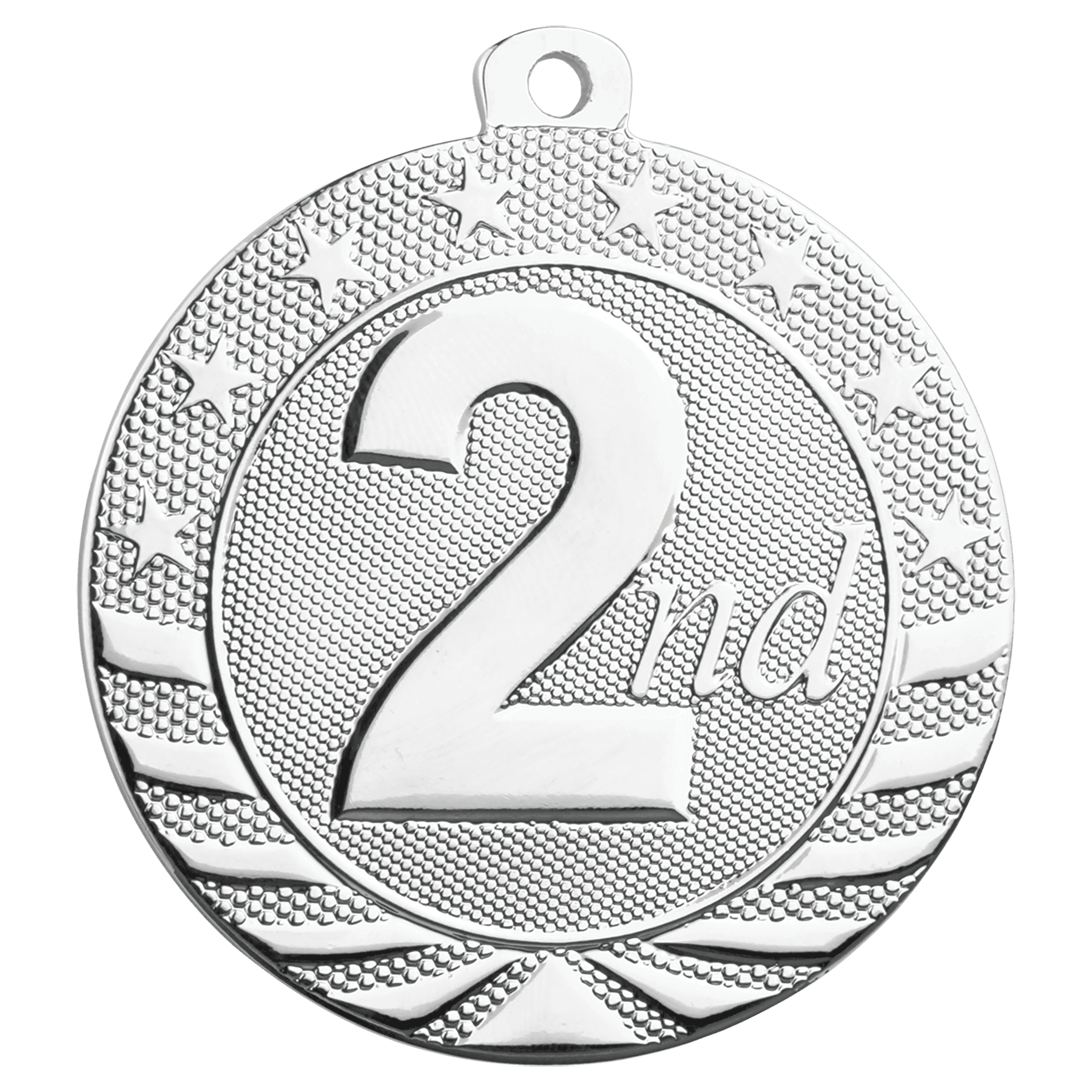2" Bright Silver 2nd Place Starbrite Medal