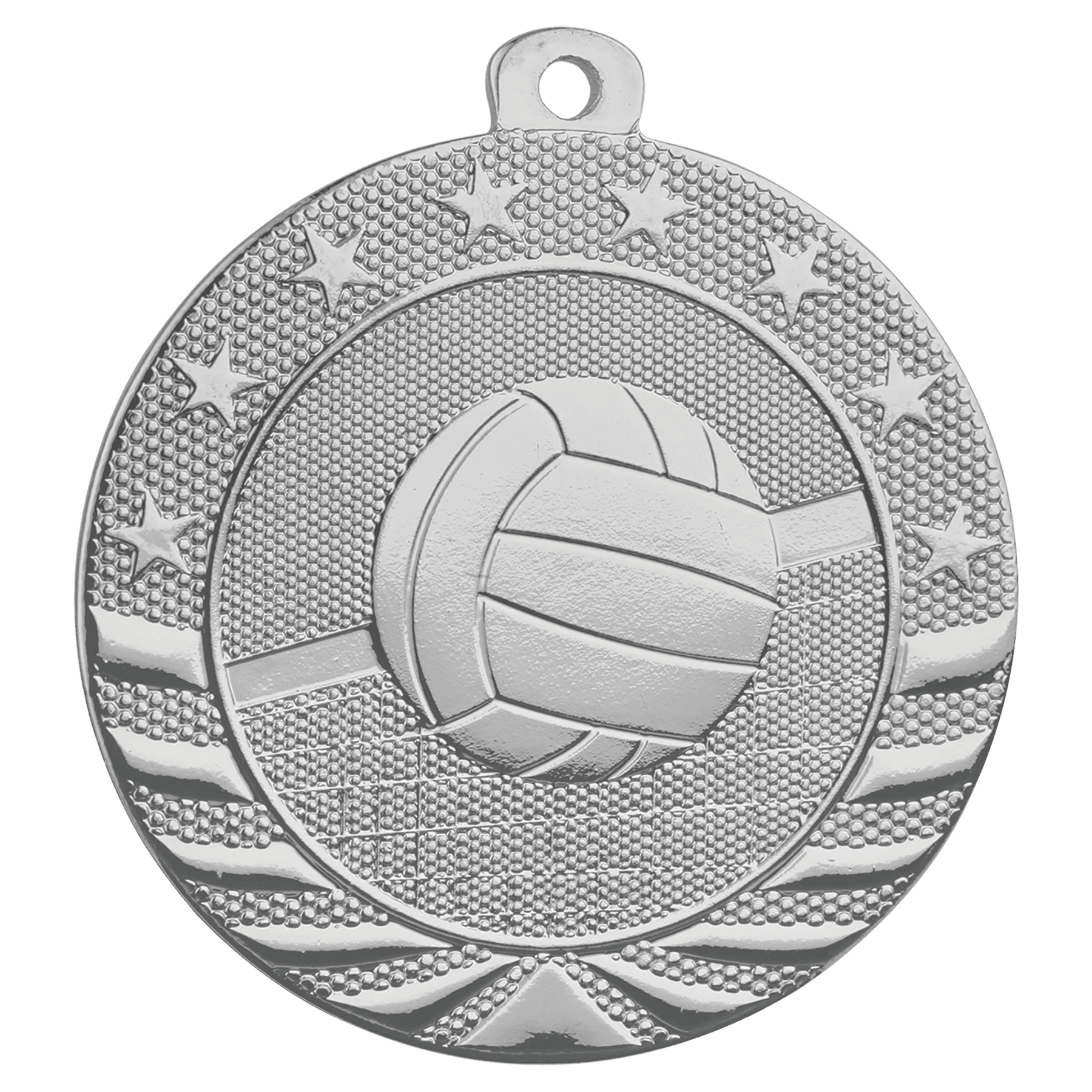 2" Bright Silver Volleyball Starbrite Medal