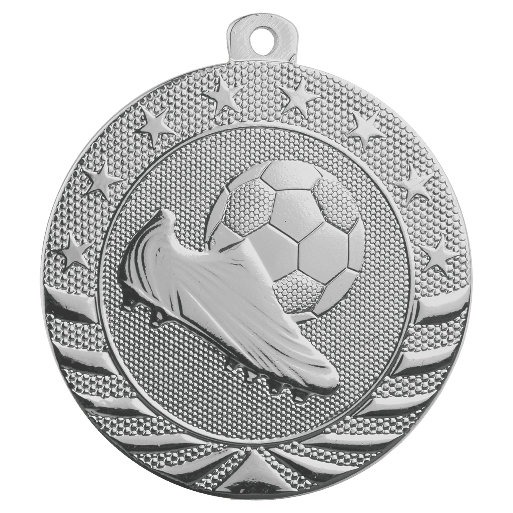 2" Bright Silver Soccer Starbrite Medal