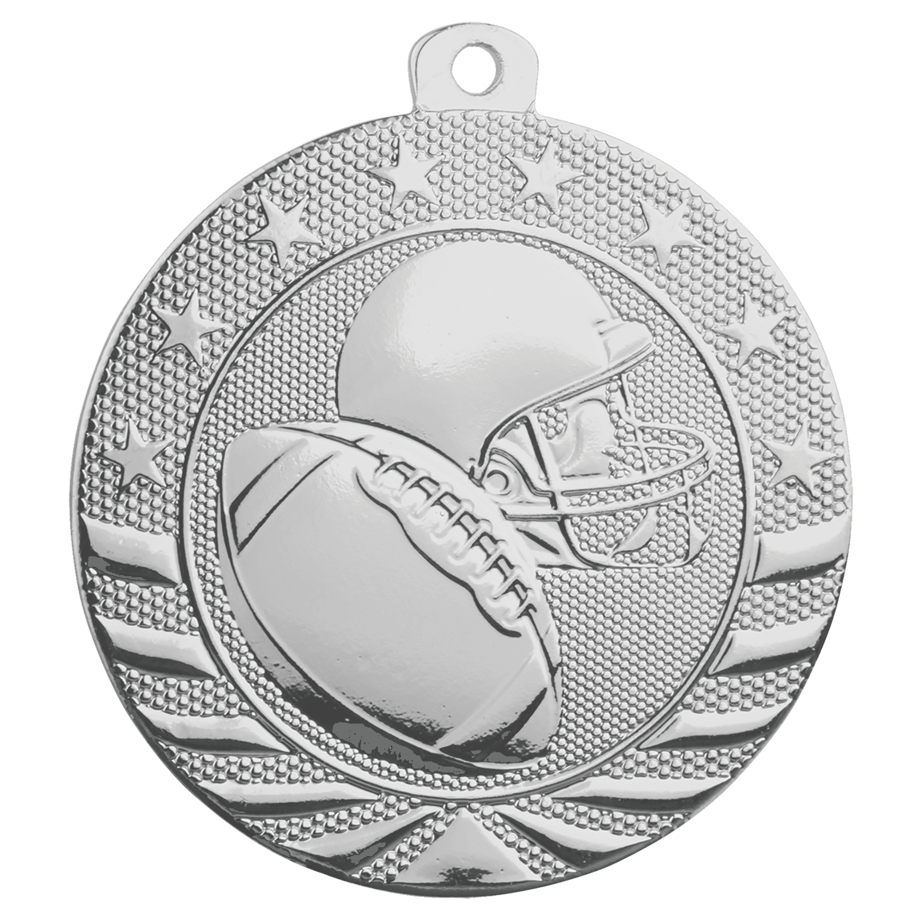 2" Bright Silver Football Starbrite Medal