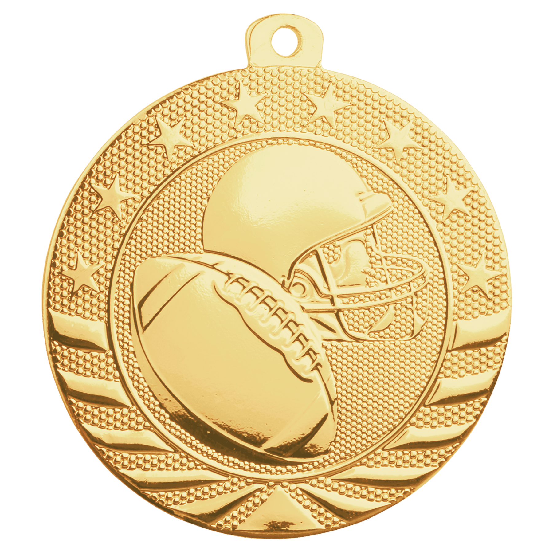 2" Bright Gold Football Starbrite Medal