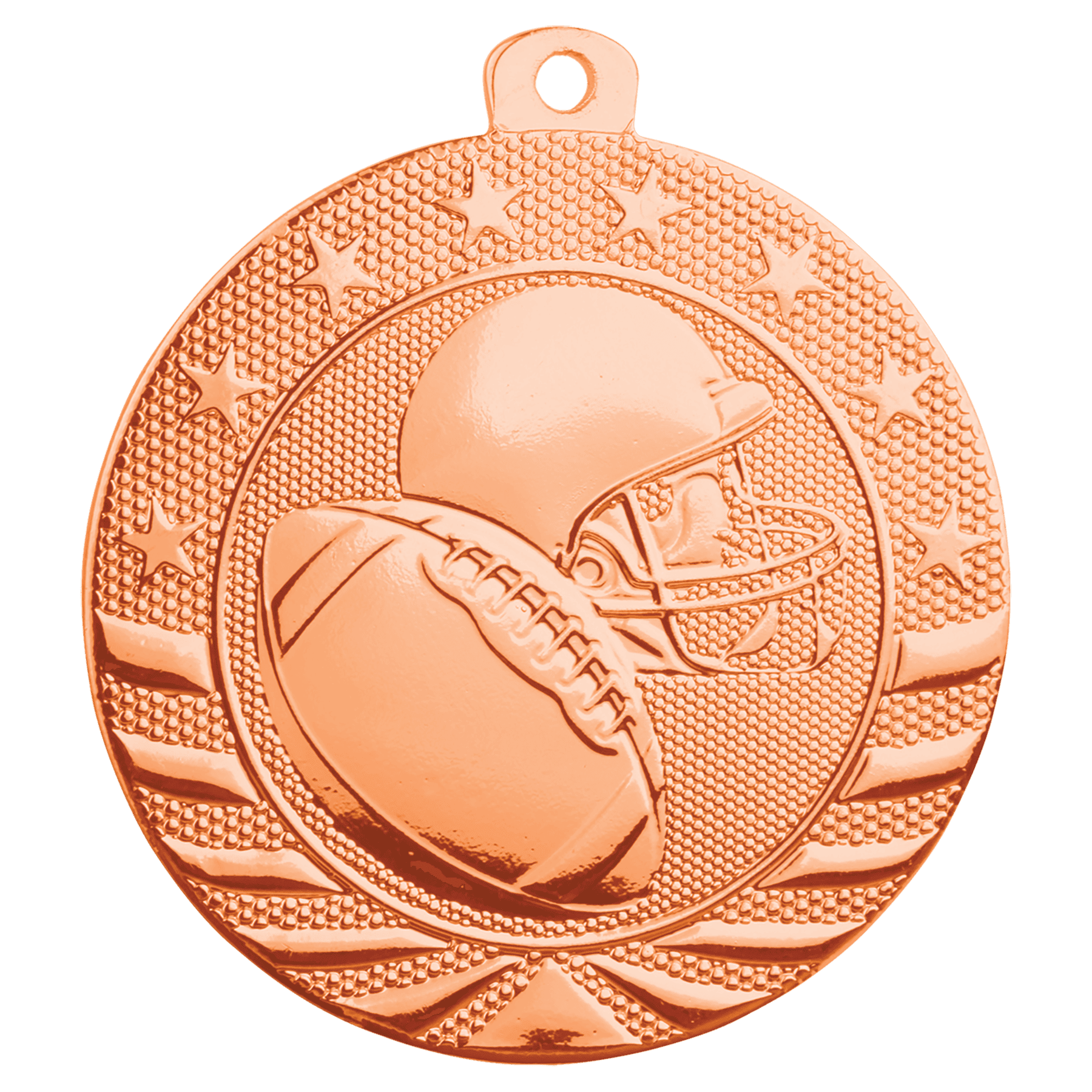 2" Bright Bronze Football Starbrite Medal