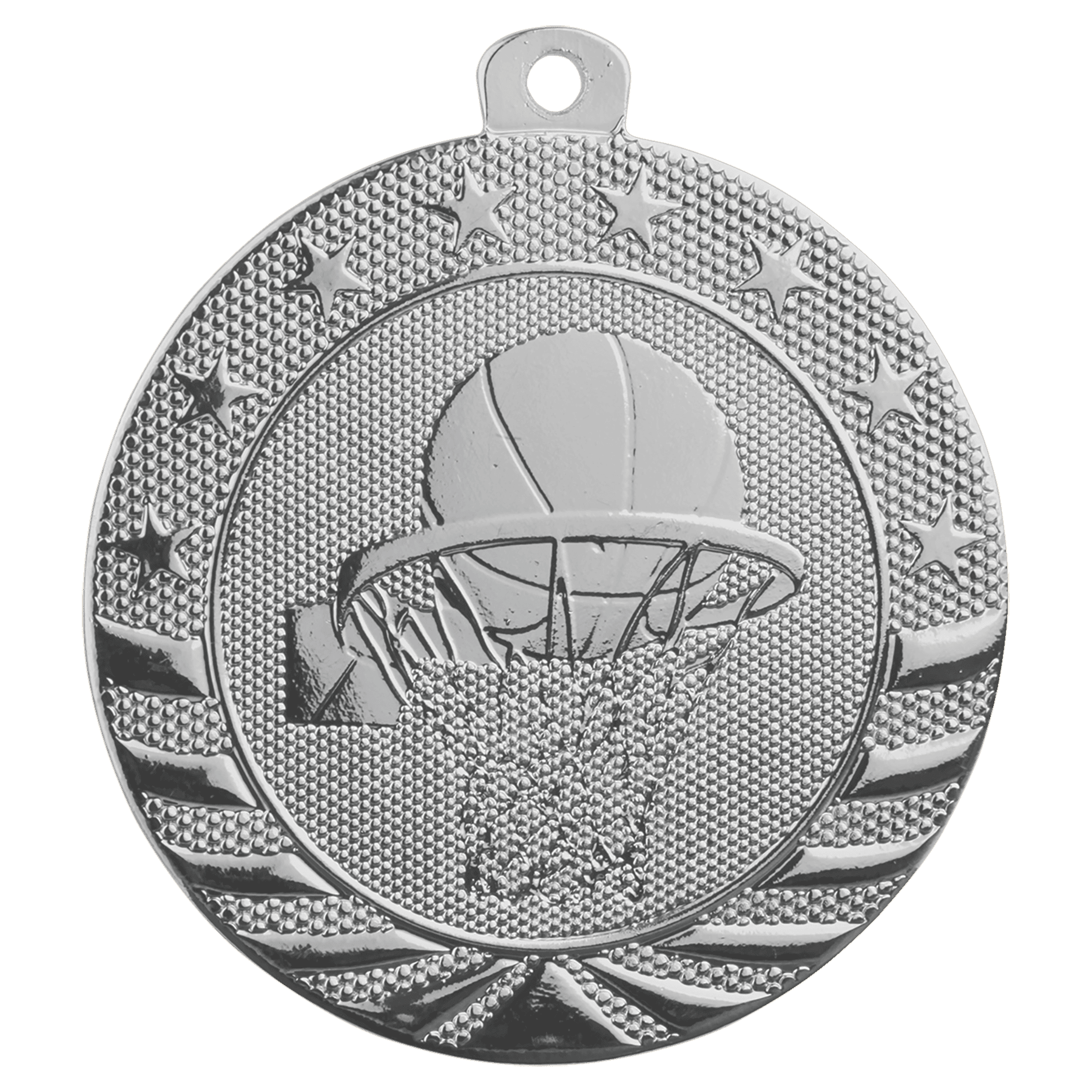 2" Bright Silver Basketball Starbrite Medal