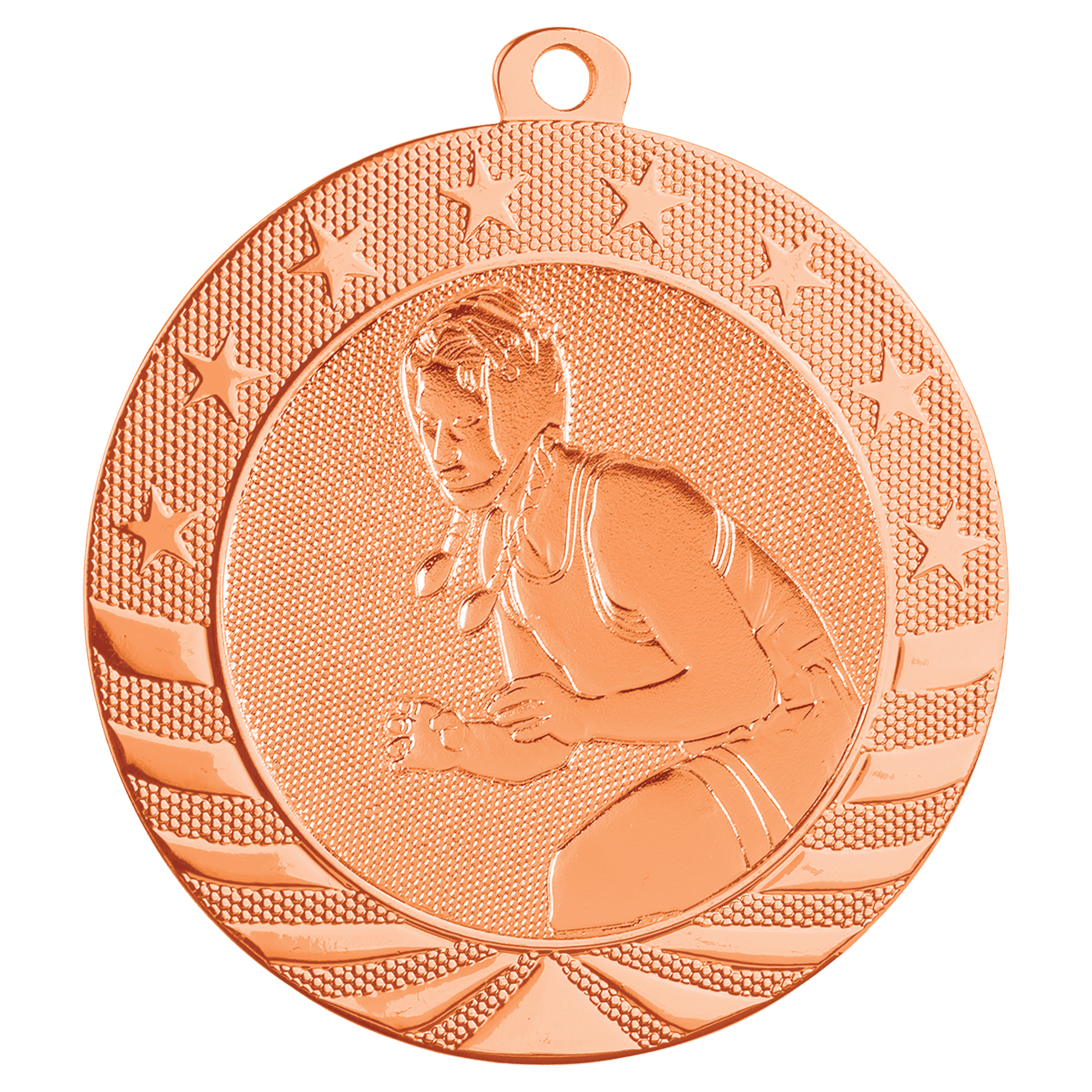 2 3/4" Bright Bronze Female Wrestling Starbrite Medal