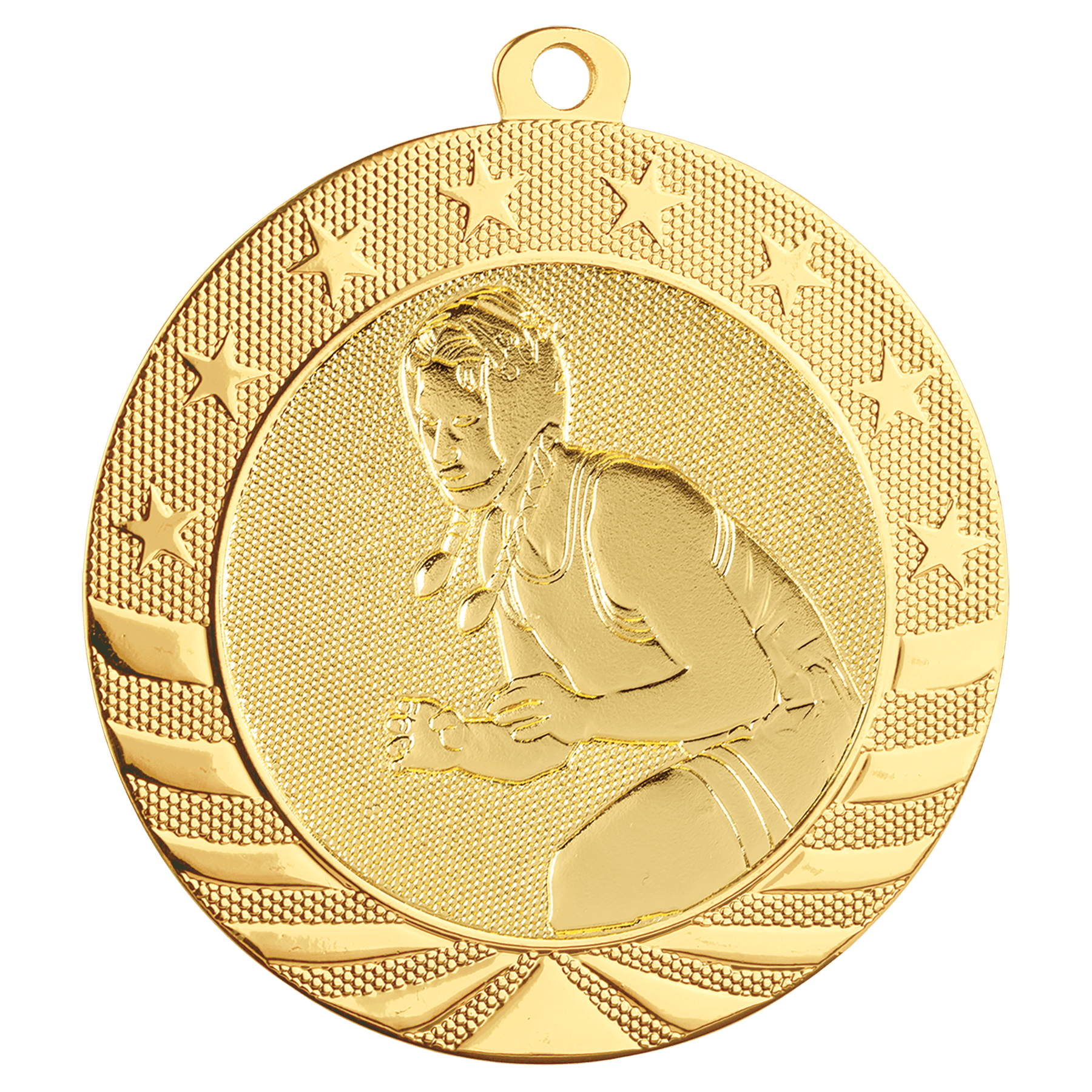 2 3/4" Bright Gold Female Wrestling Starbrite Medal
