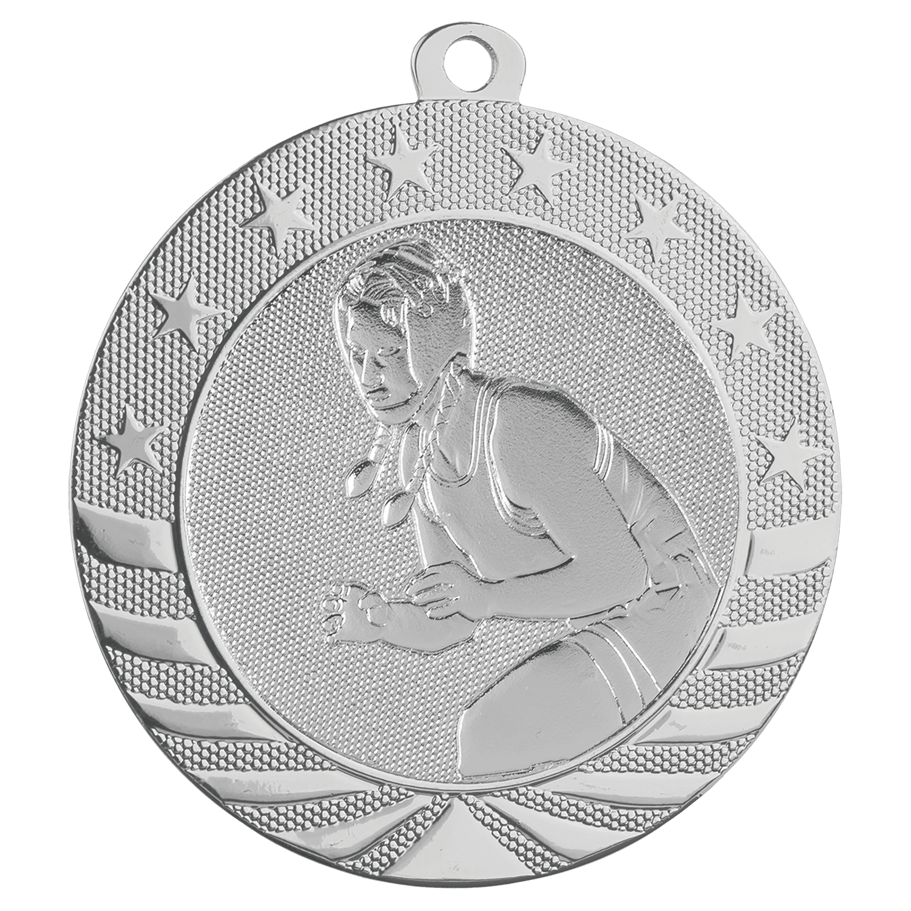 2 3/4" Bright Silver Female Wrestling Starbrite Medal
