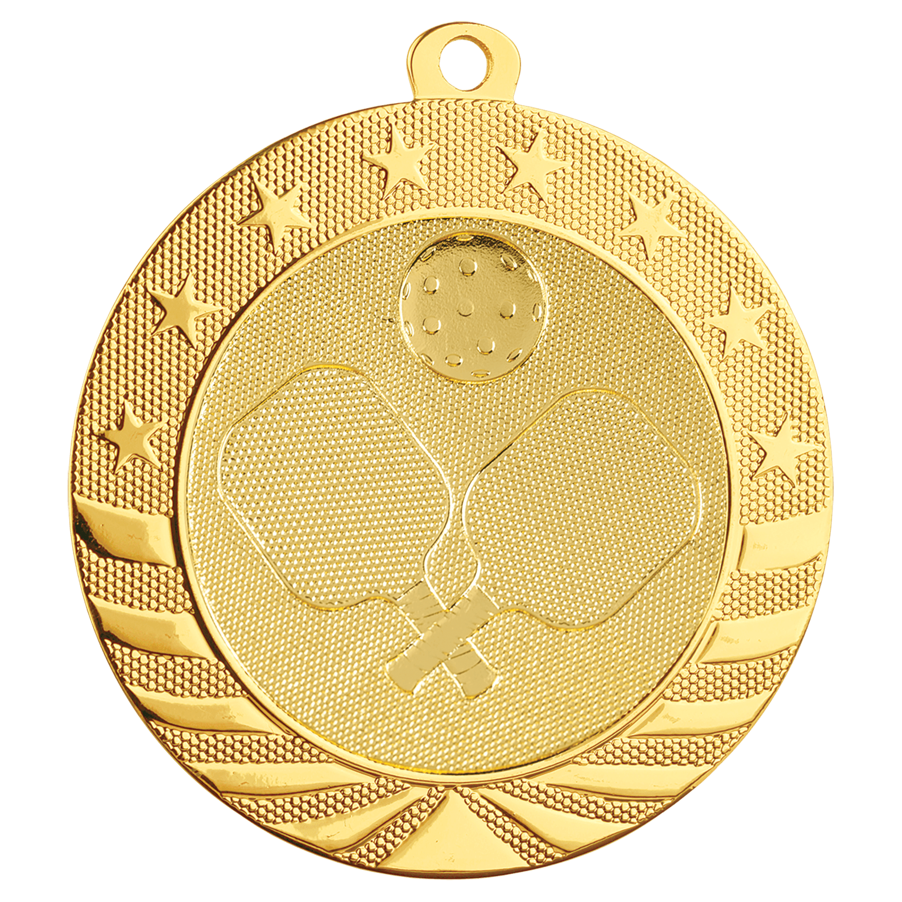 2 3/4" Bright Gold Pickleball Starbrite Medal