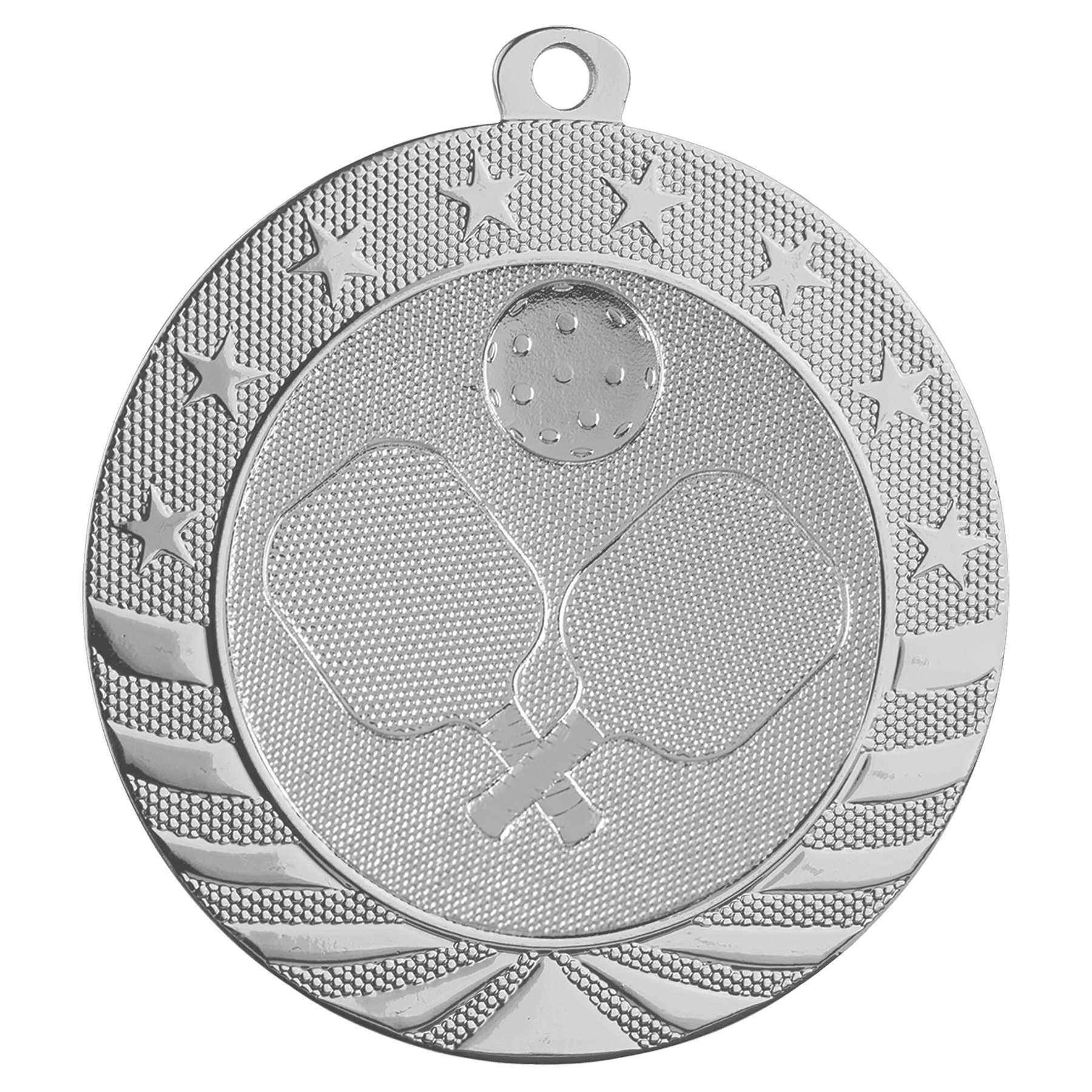 2 3/4" Bright Silver Pickleball Starbrite Medal