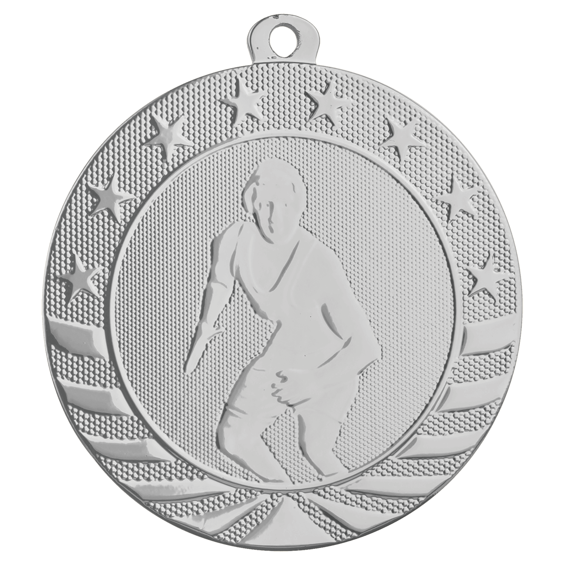 2 3/4" Bright Silver Wrestling Starbrite Medal
