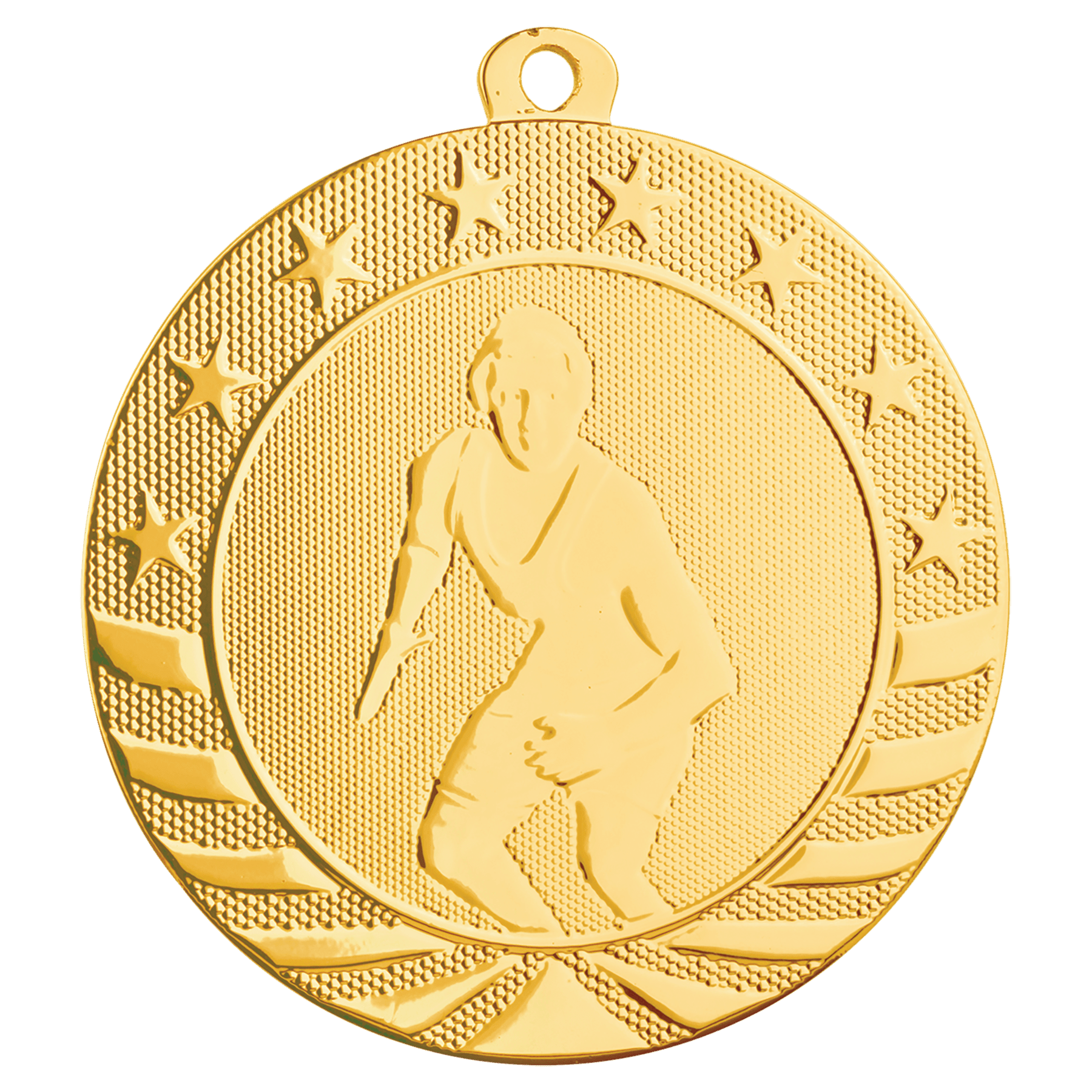 2 3/4" Bright Gold Wrestling Starbrite Medal