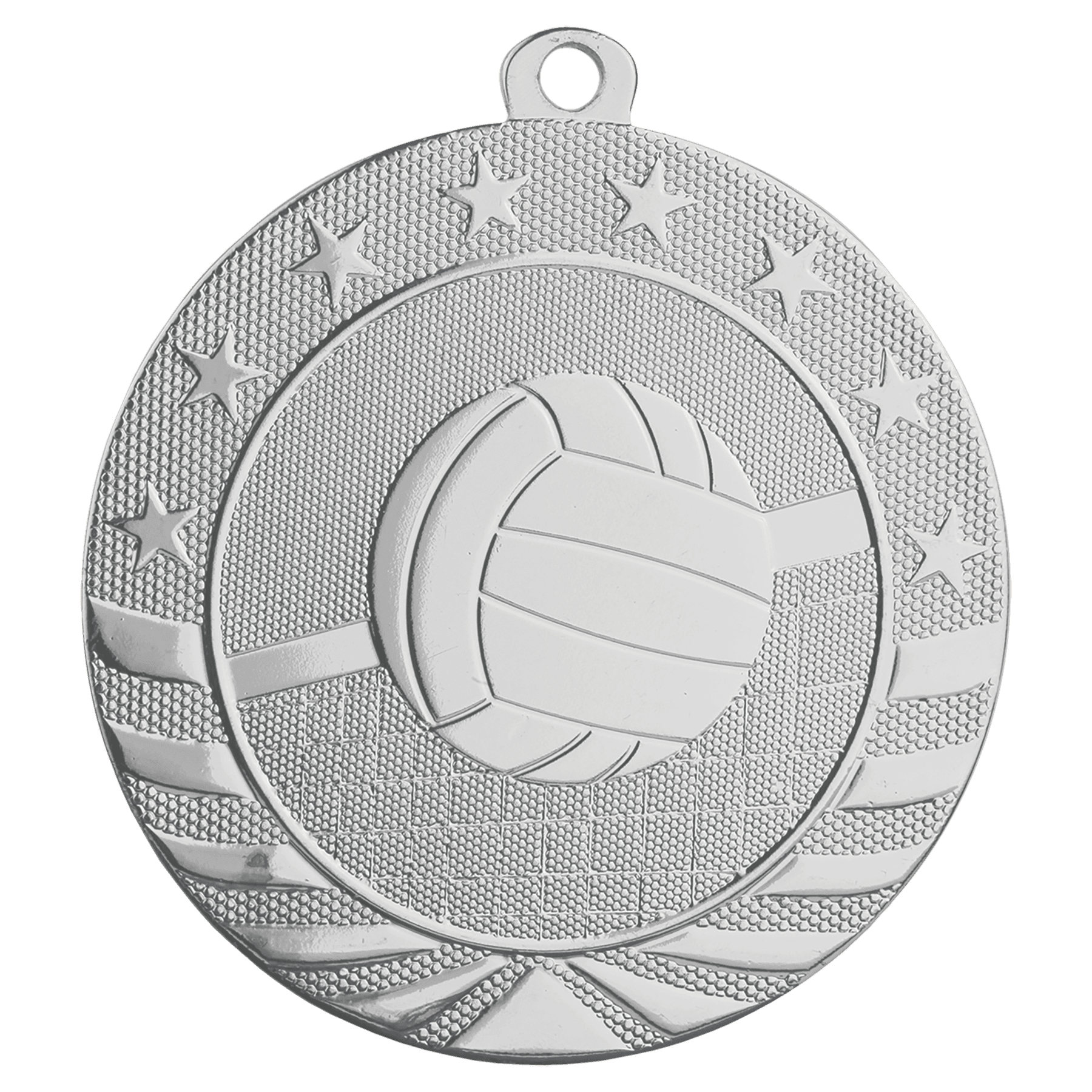 2 3/4" Bright Silver Volleyball Starbrite Medal