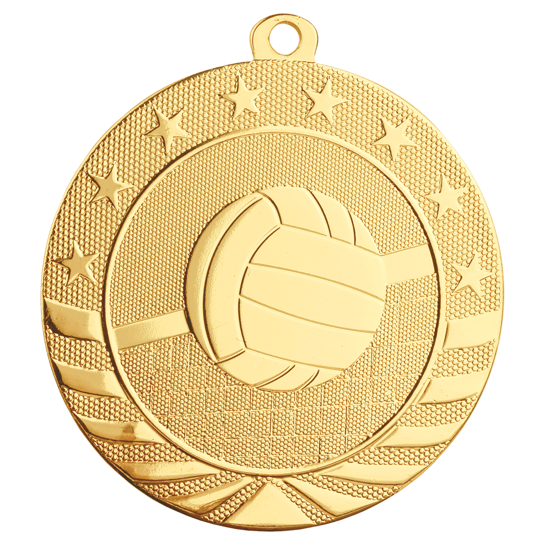 2 3/4" Bright Gold Volleyball Starbrite Medal