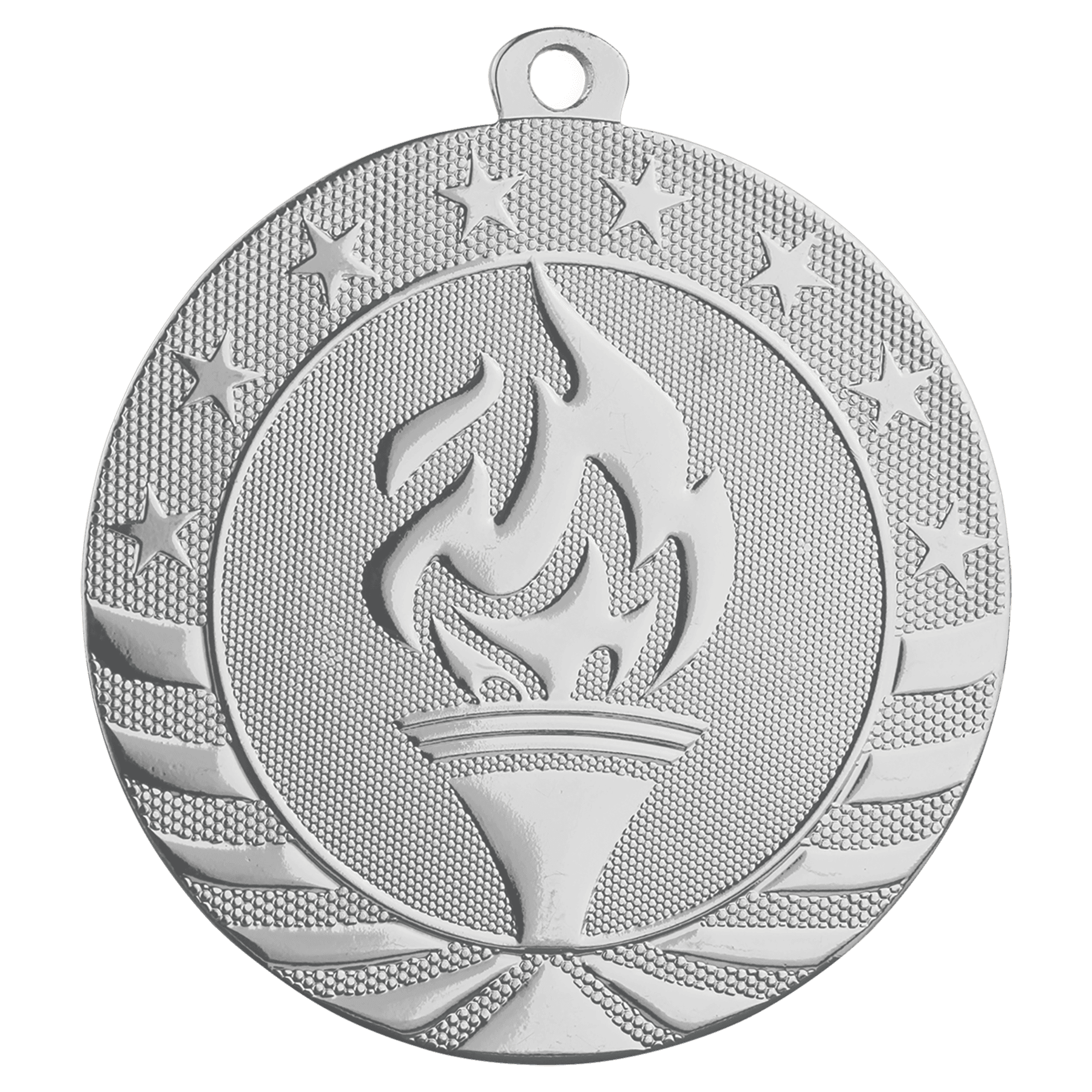 2 3/4" Bright Silver Torch Starbrite Medal
