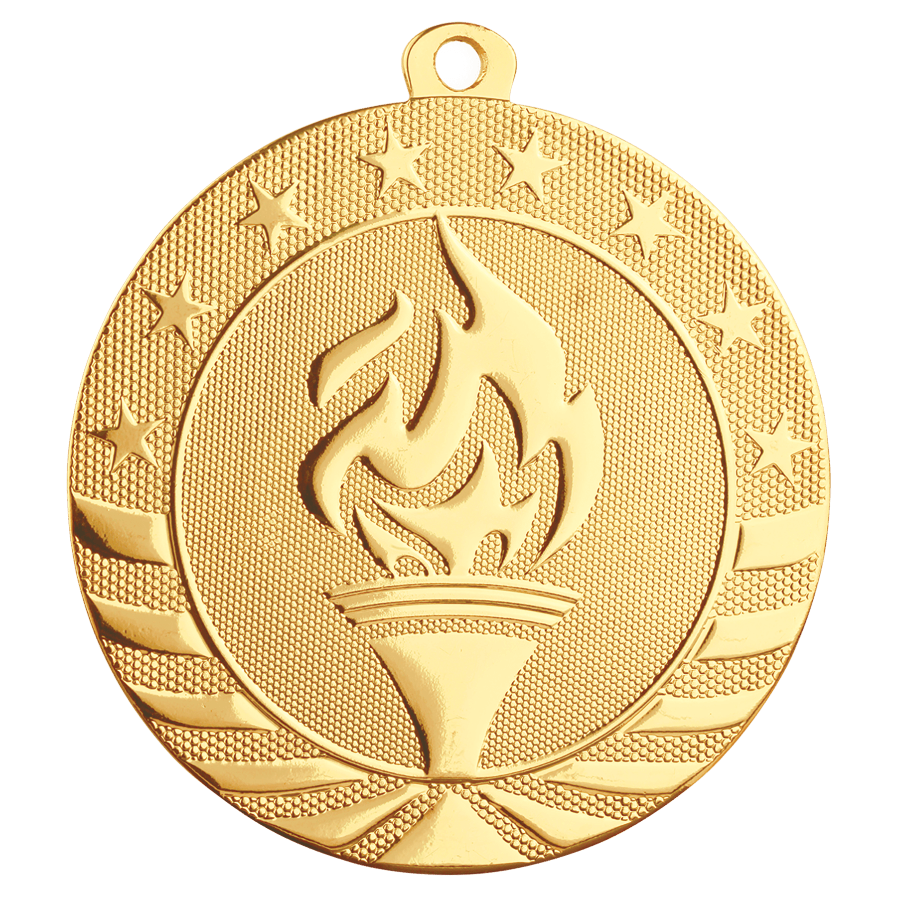 2 3/4" Bright Gold Torch Starbrite Medal