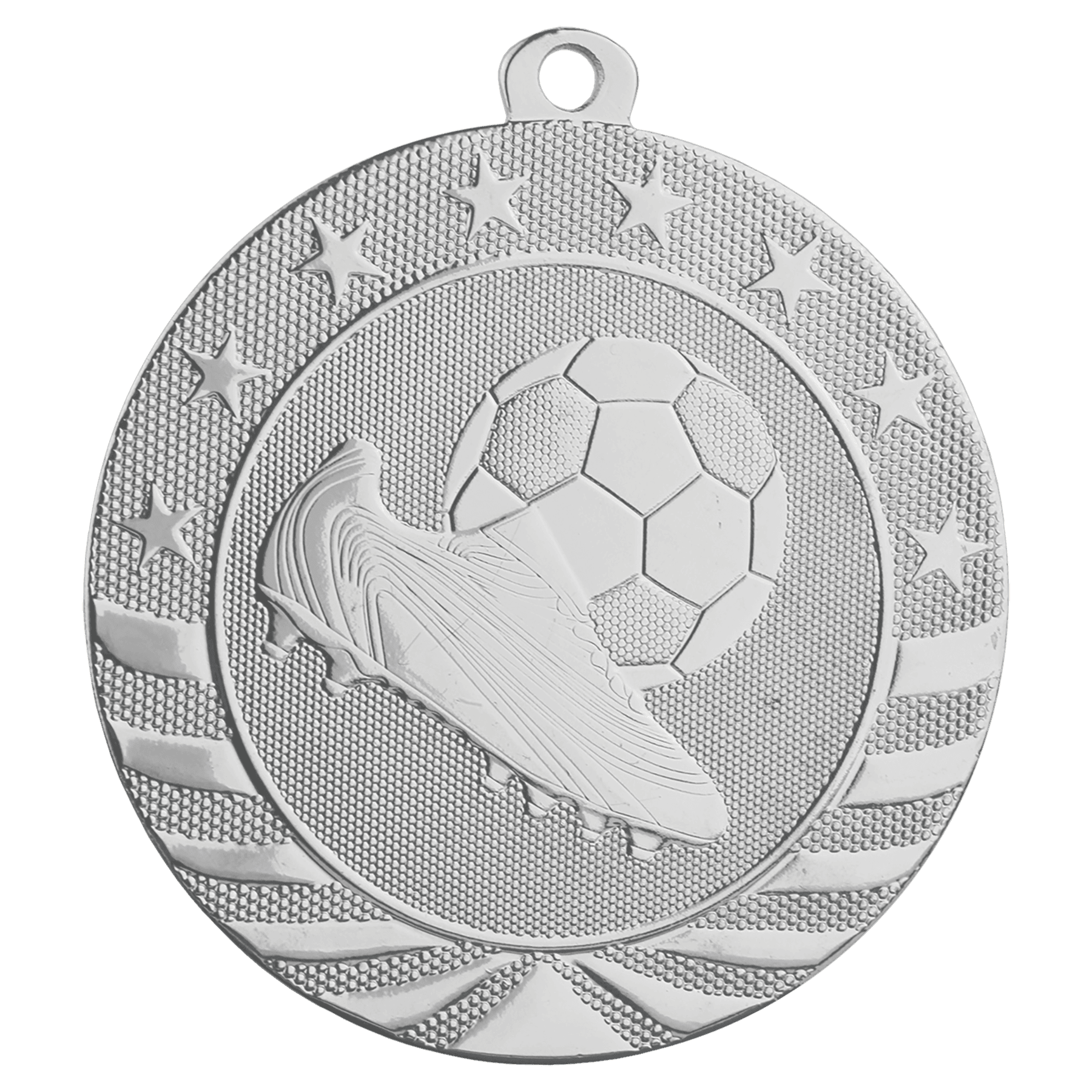 2 3/4" Bright Silver Soccer Starbrite Medal