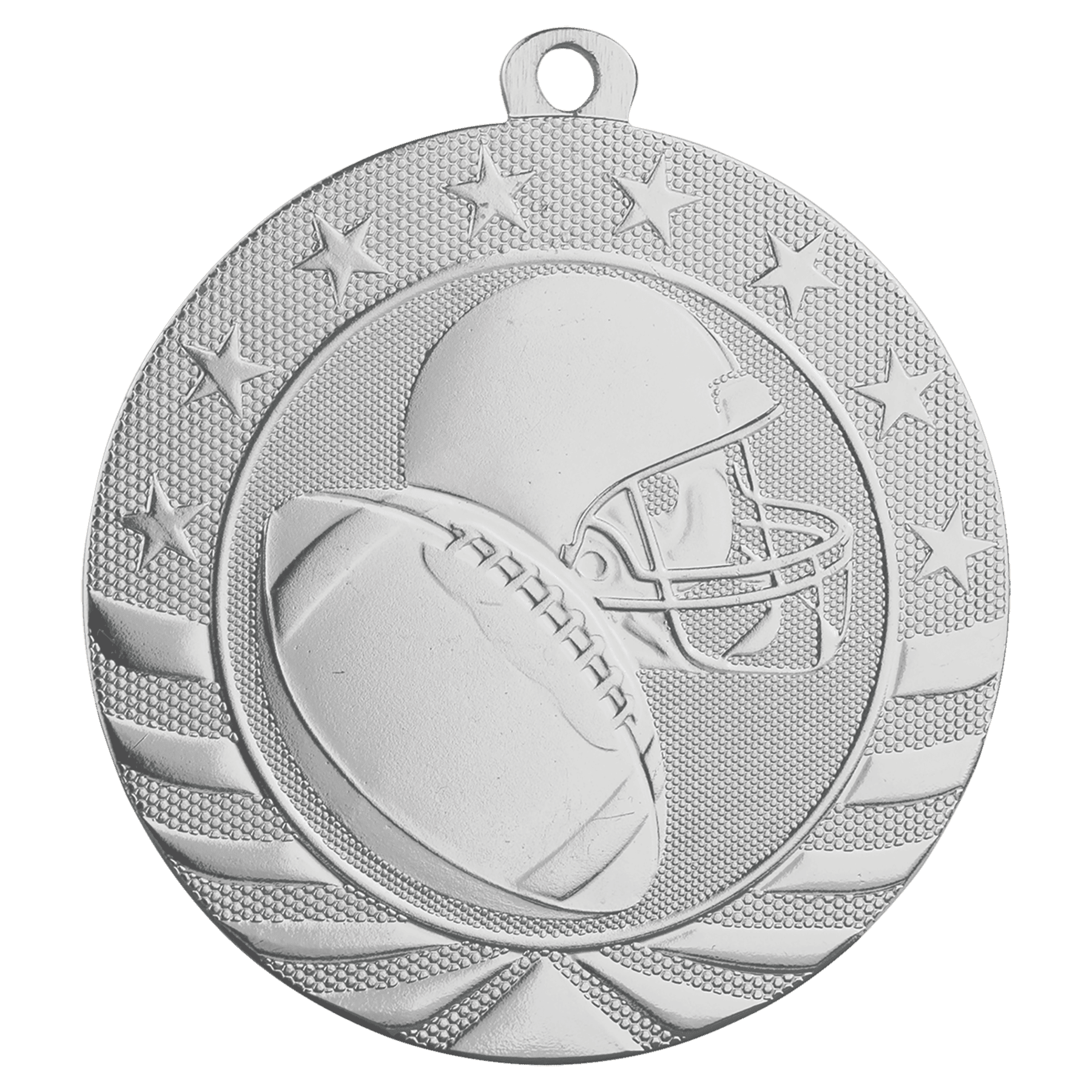 2 3/4" Bright Silver Football Starbrite Medal