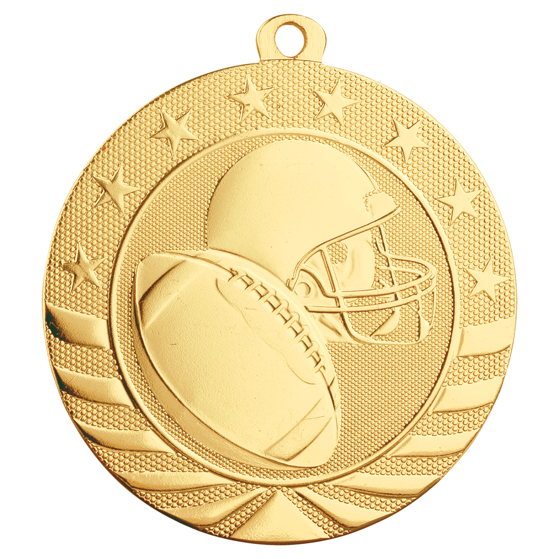 2 3/4" Bright Gold Football Starbrite Medal